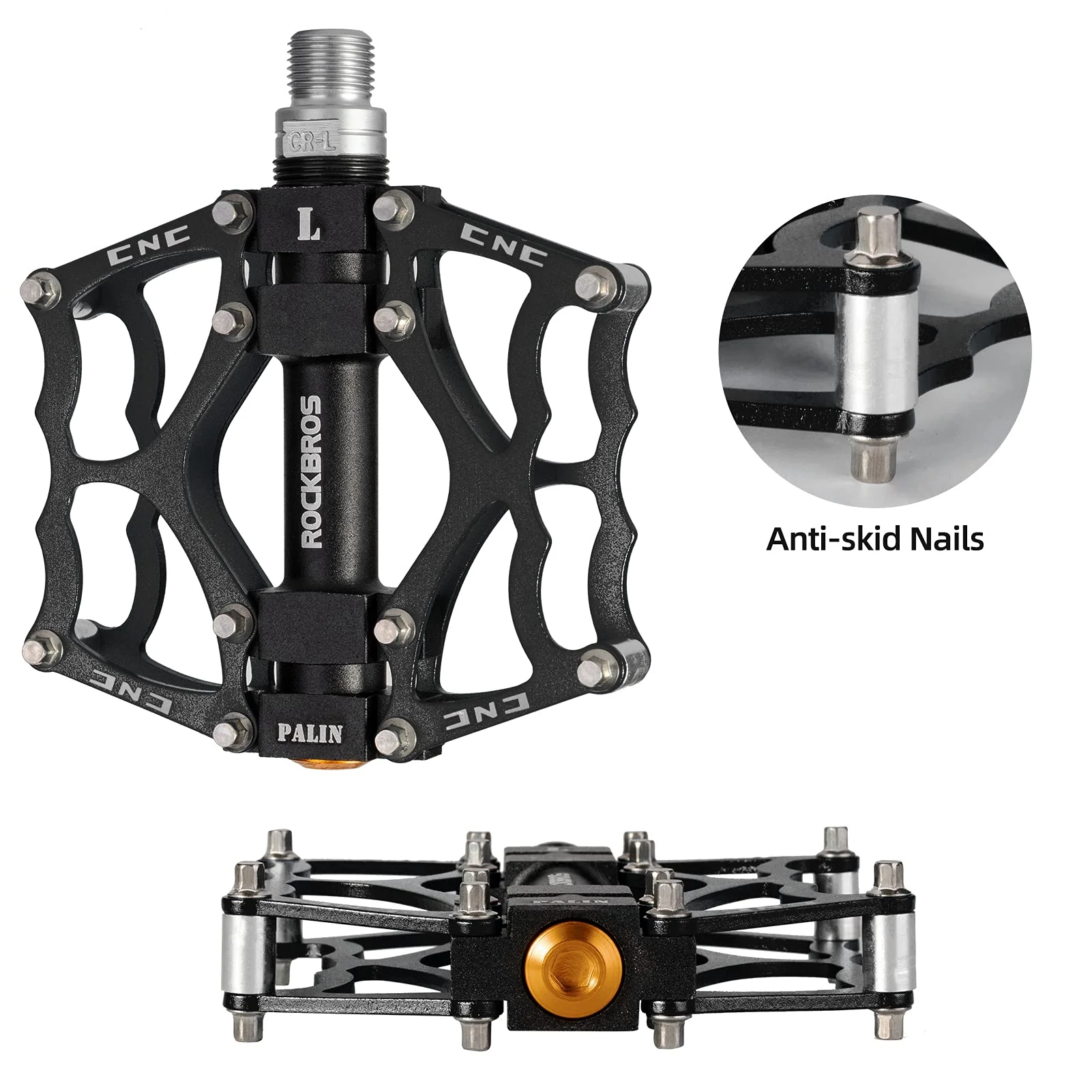 ROCKBROS Lightweight Aluminum Alloy Bike Pedals with Wide Platform Grip - Image 13