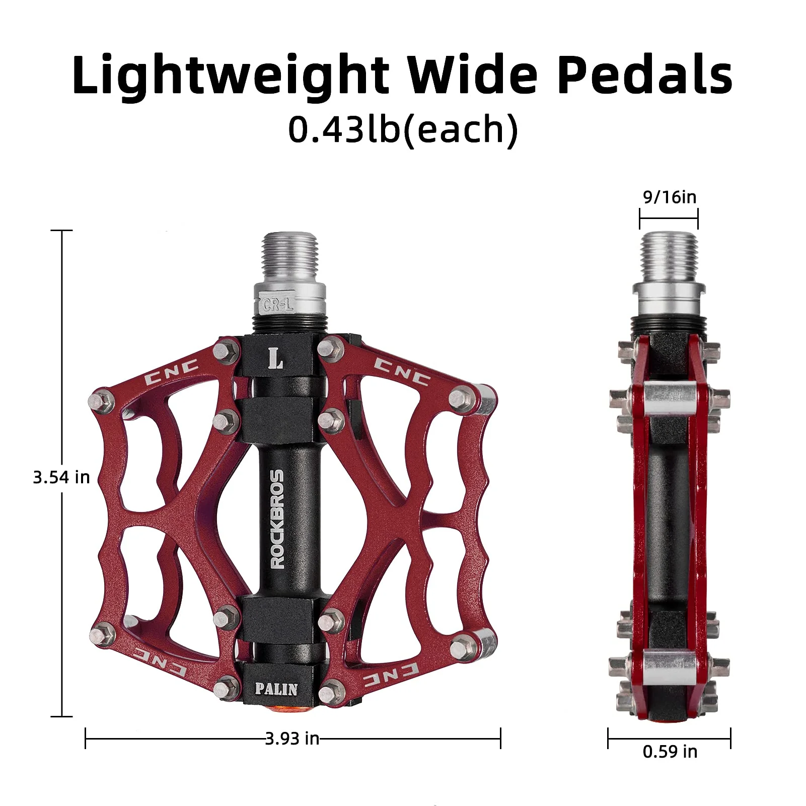 ROCKBROS Lightweight Aluminum Alloy Bike Pedals with Wide Platform Grip - Image 18