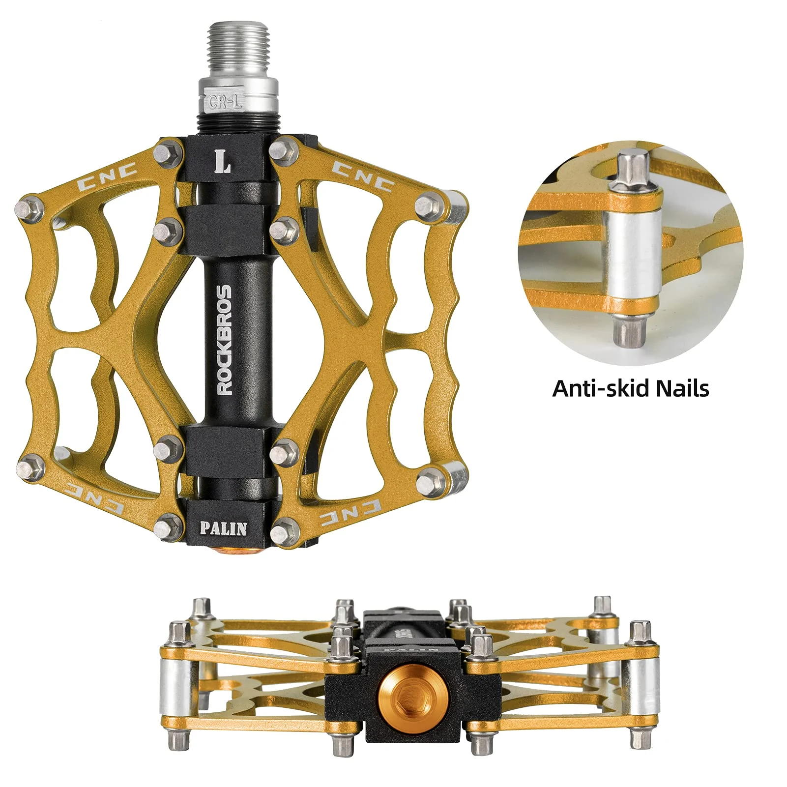 ROCKBROS Lightweight Aluminum Alloy Bike Pedals with Wide Platform Grip - Image 27