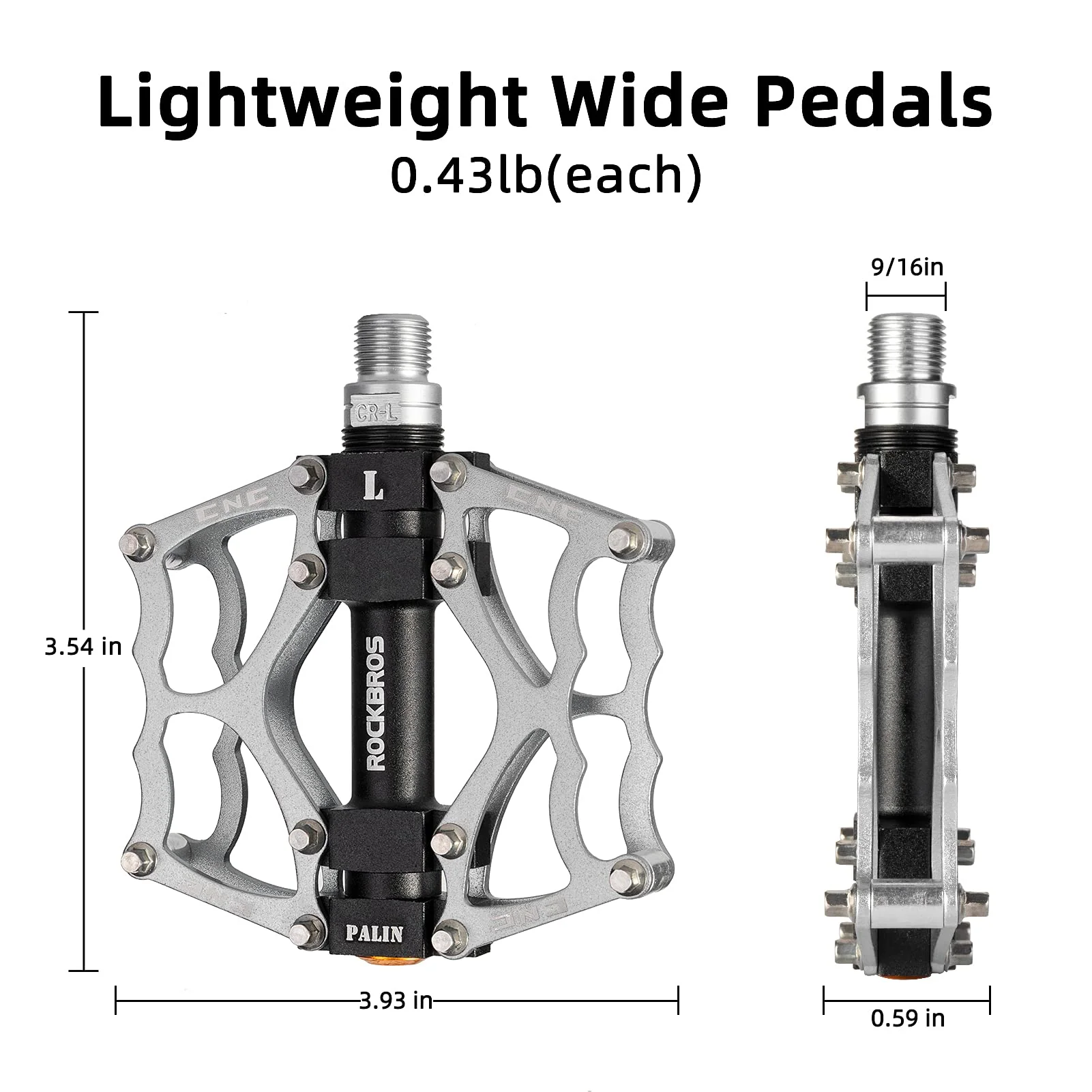 ROCKBROS Lightweight Aluminum Alloy Bike Pedals with Wide Platform Grip - Image 33