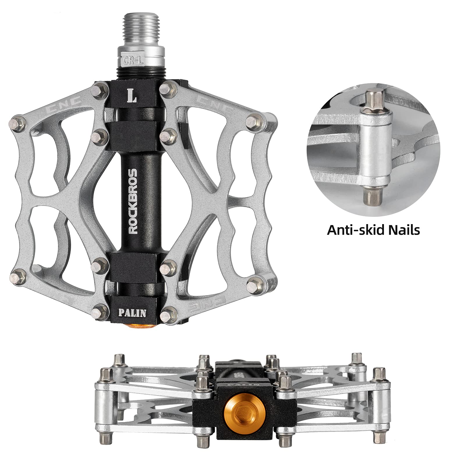 ROCKBROS Lightweight Aluminum Alloy Bike Pedals with Wide Platform Grip - Image 34