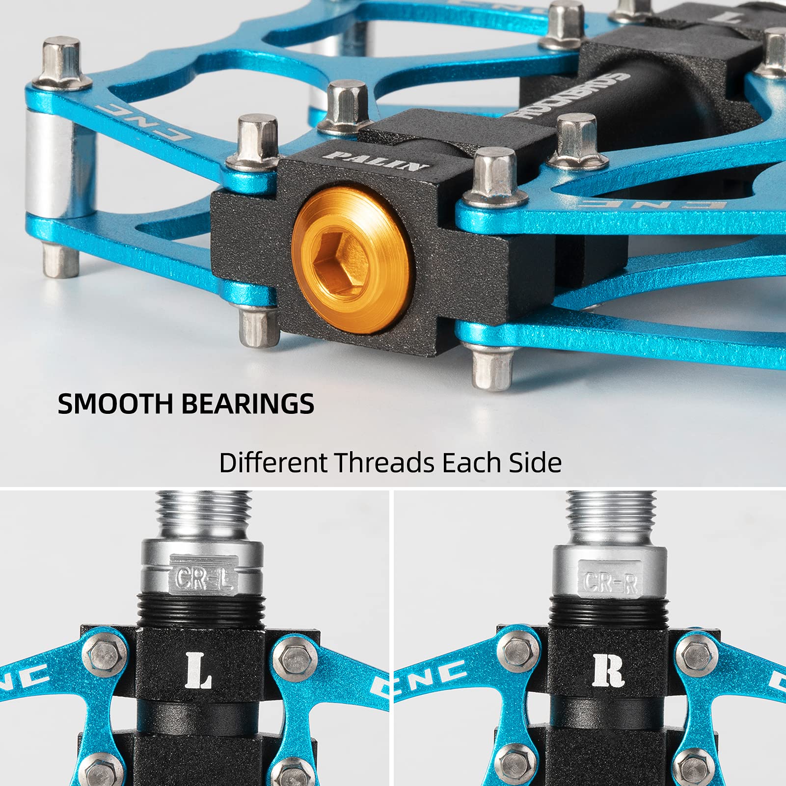 ROCKBROS Lightweight Aluminum Alloy Bike Pedals with Wide Platform Grip - Image 5