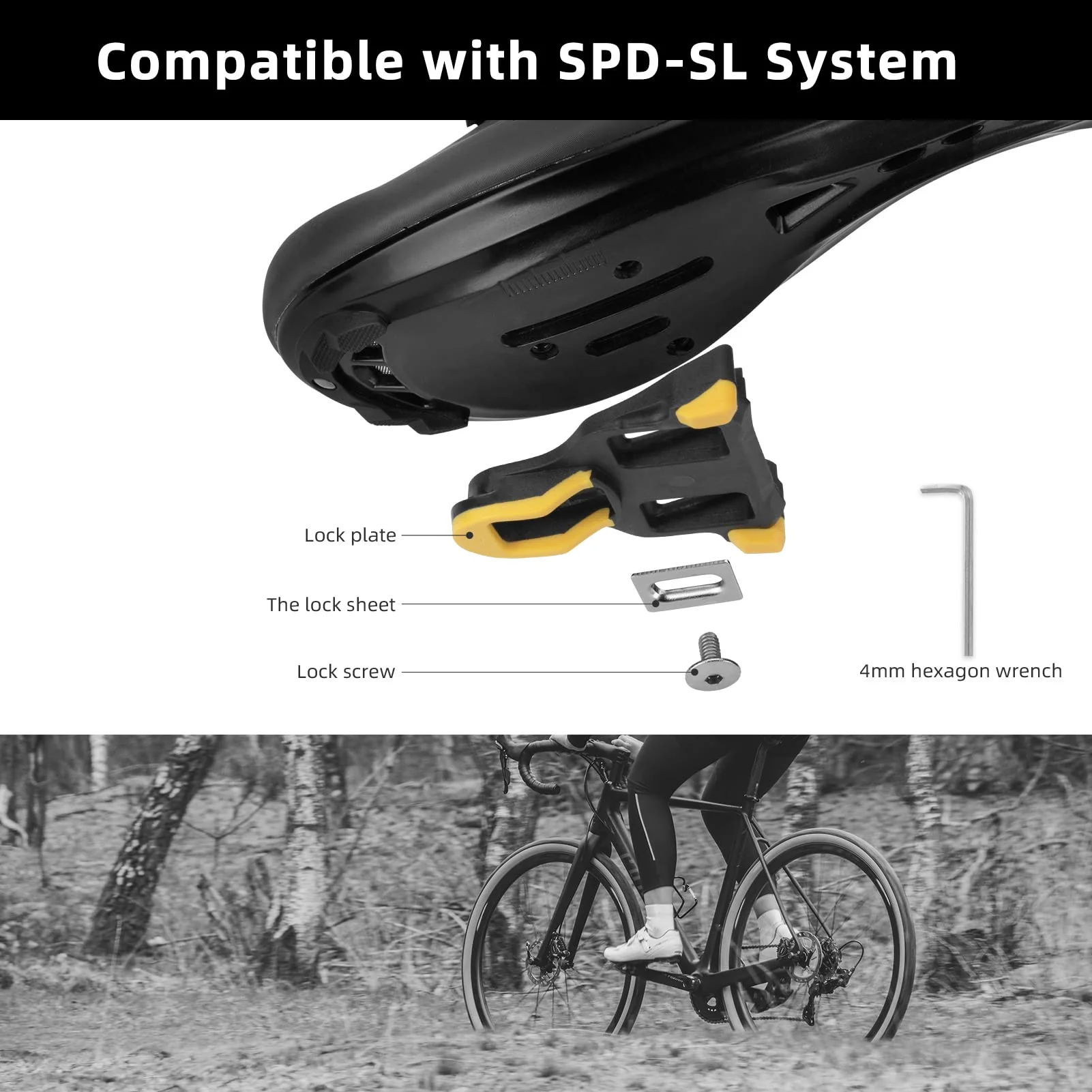 ROCKBROS Lightweight Clipless Pedals with Cleats Compatible with SPD-SL - Image 12