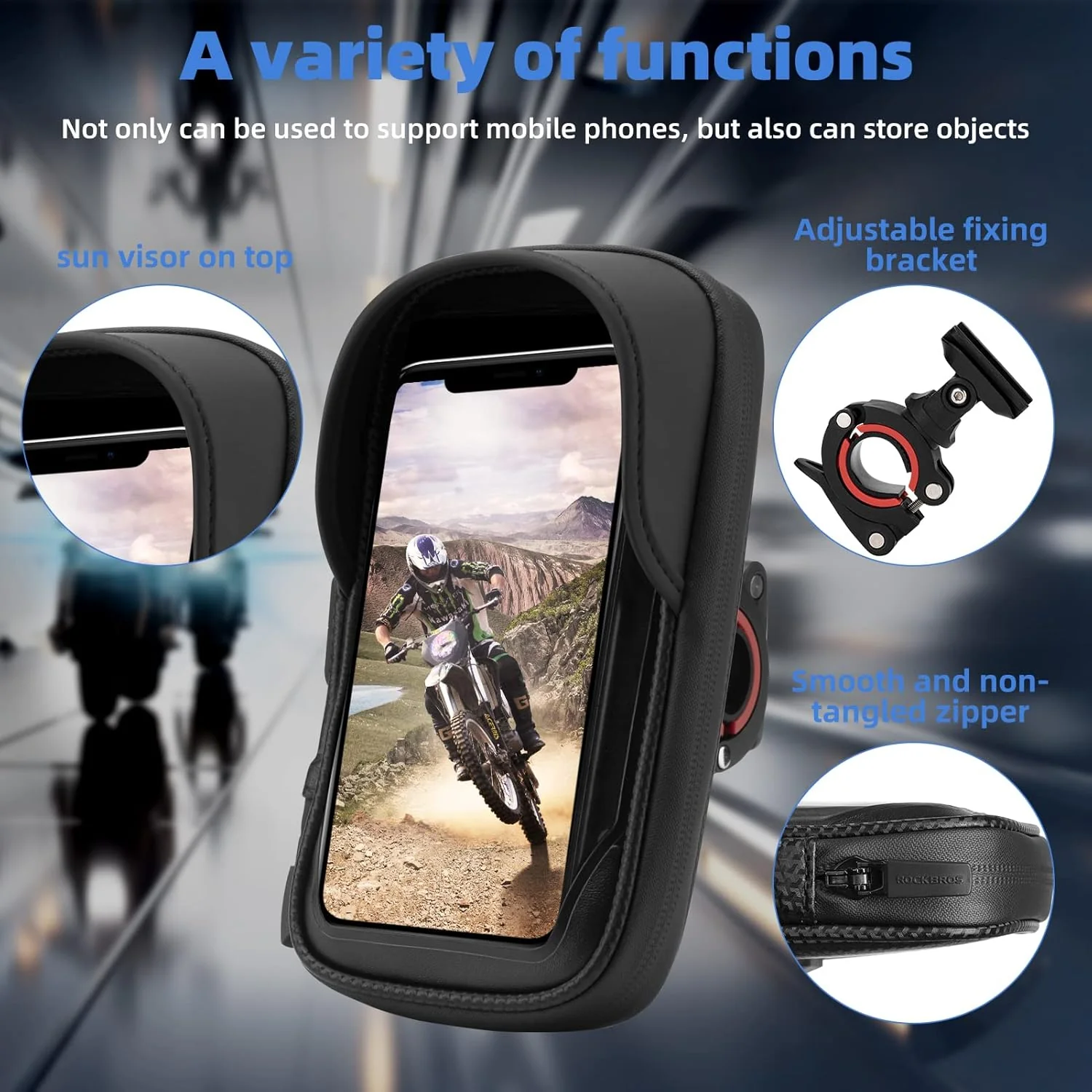 ROCKBROS Motorcycle Phone Mount Waterproof Handlebar Phone Bag - Image 5