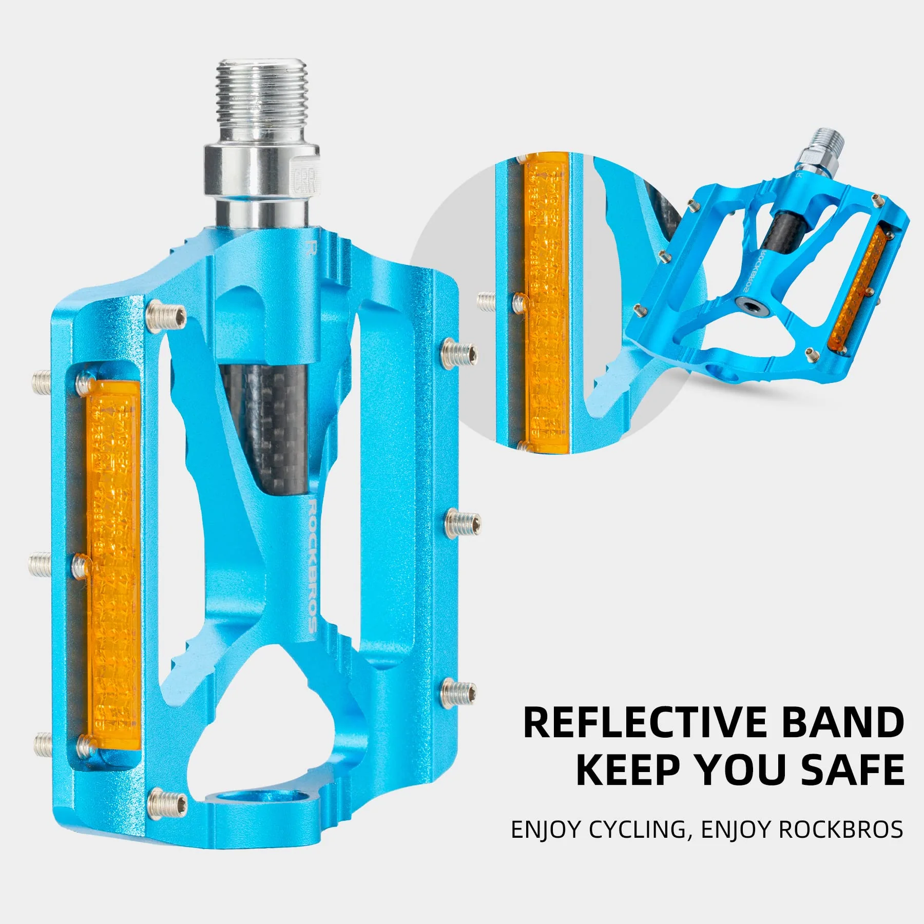ROCKBROS Mountain Bike Pedals MTB Reflective Pedals CNC Non-Slip Lightweight Aluminum Alloy Bicycle Pedals - Image 11
