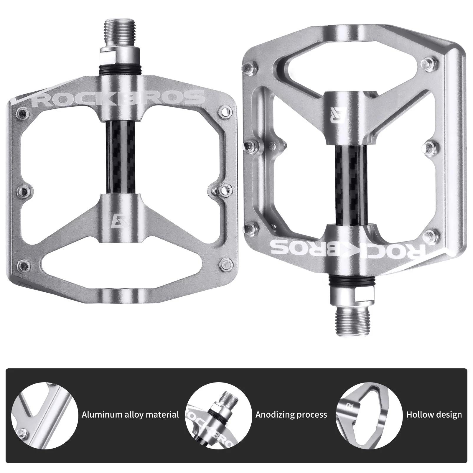 ROCKBROS Mountain MTB Bike Flat 9/16 Lightweight Carbon Fiber Sealed Bearing Pedals - Image 28