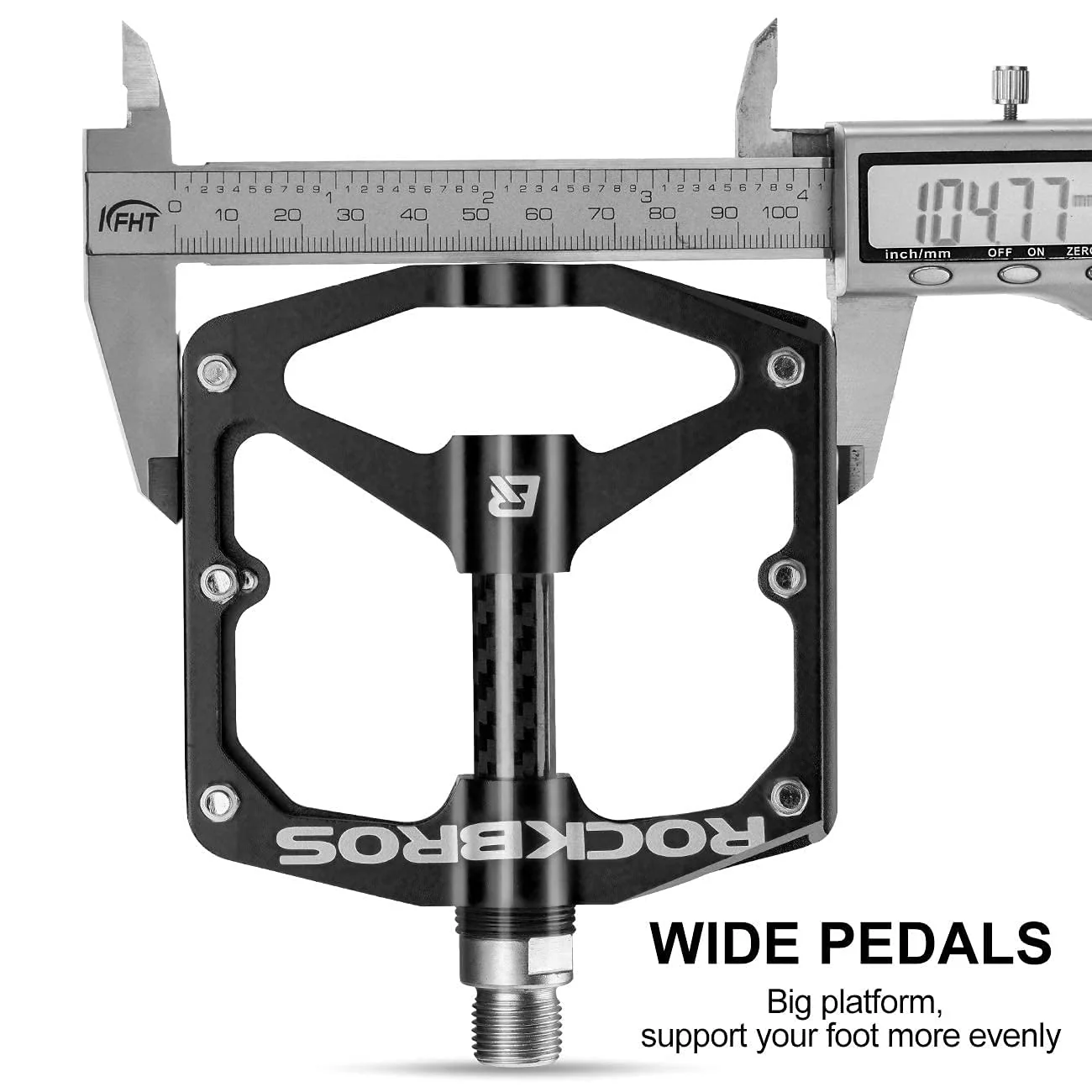 ROCKBROS Mountain MTB Bike Flat 9/16 Lightweight Carbon Fiber Sealed Bearing Pedals - Image 7