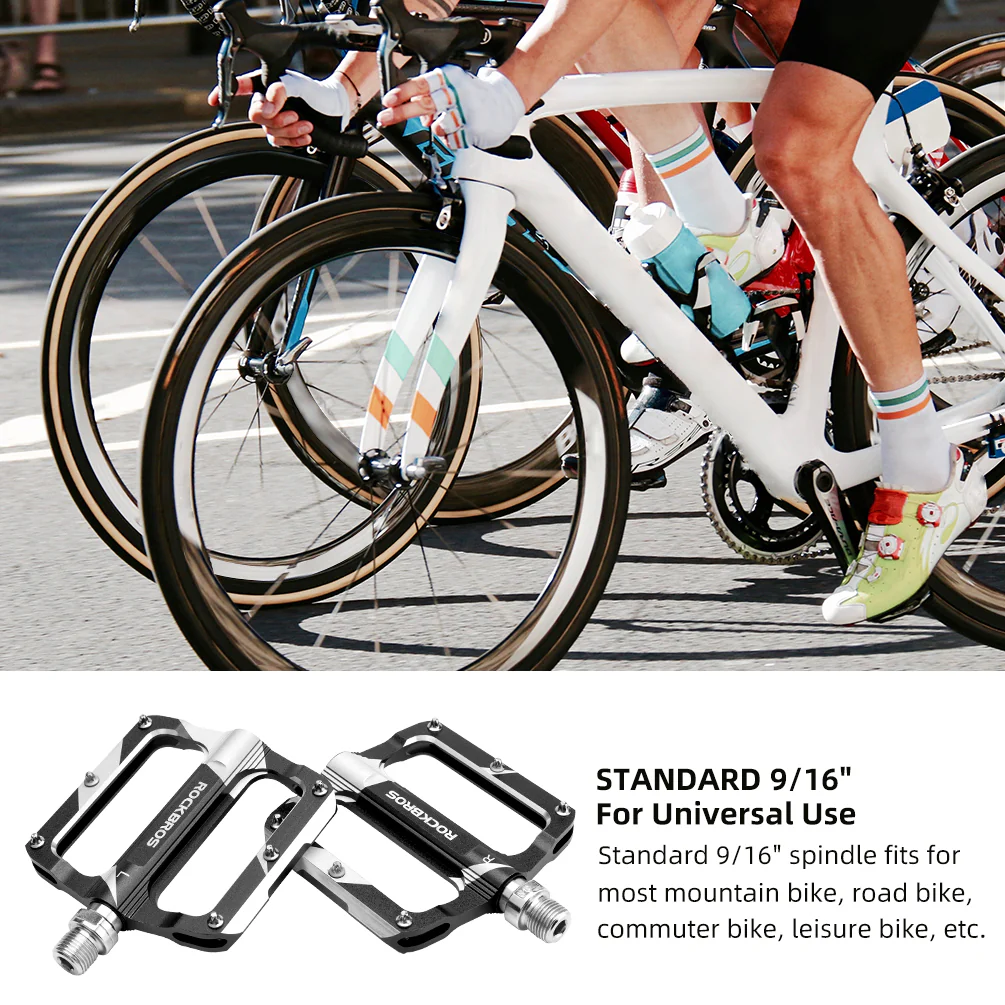 ROCKBROS Mountain MTB Bike Pedals Flat Bicycle 9/16 Lightweight Carbon Fiber Sealed Bearing Alloy Flat - Image 12