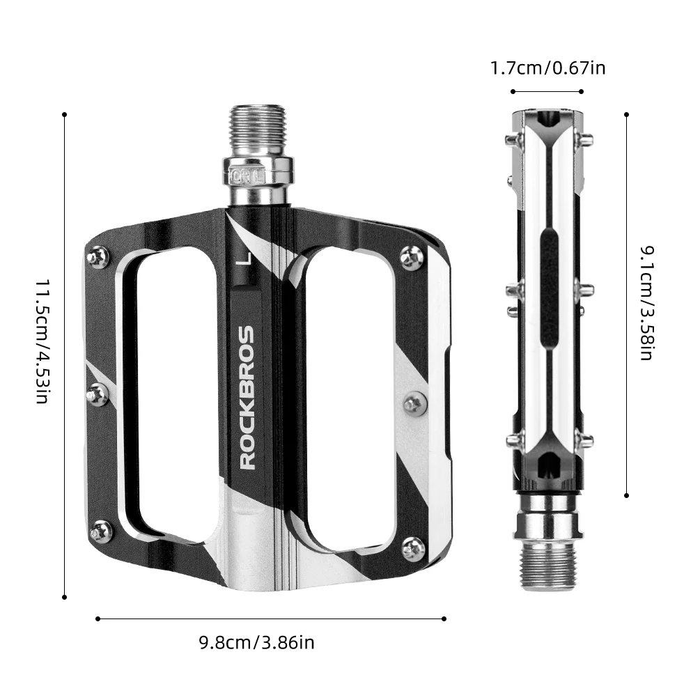 ROCKBROS Mountain MTB Bike Pedals Flat Bicycle 9/16 Lightweight Carbon Fiber Sealed Bearing Alloy Flat - Image 6