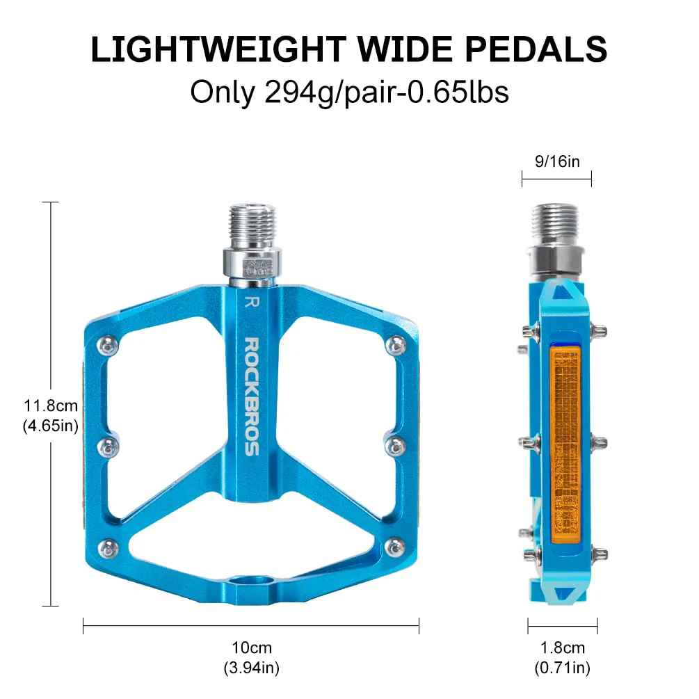 ROCKBROS MTB Reflective Aluminum Pedals 9/16" Sealed Bearing Lightweight - Image 11
