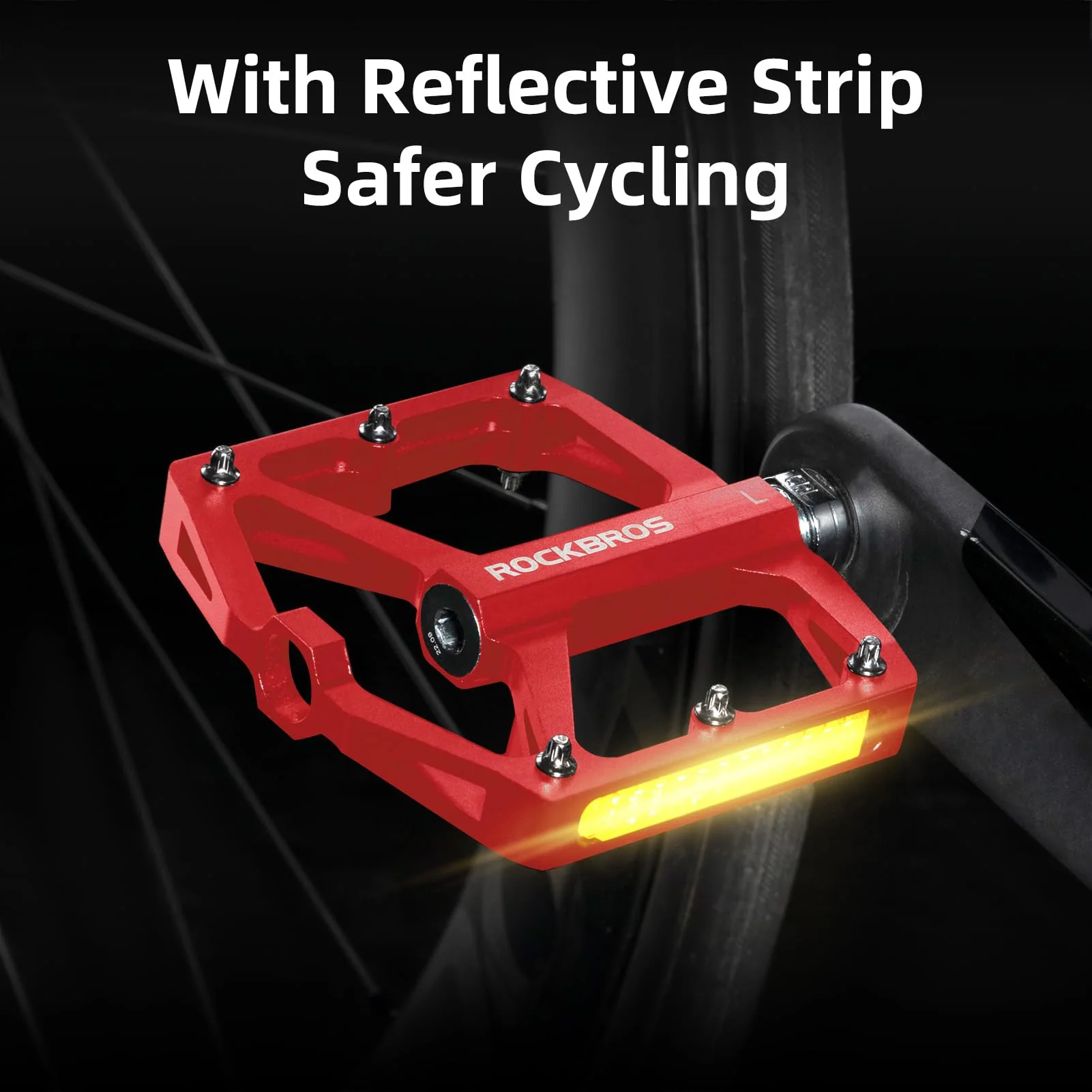 ROCKBROS MTB Reflective Aluminum Pedals 9/16" Sealed Bearing Lightweight - Image 17