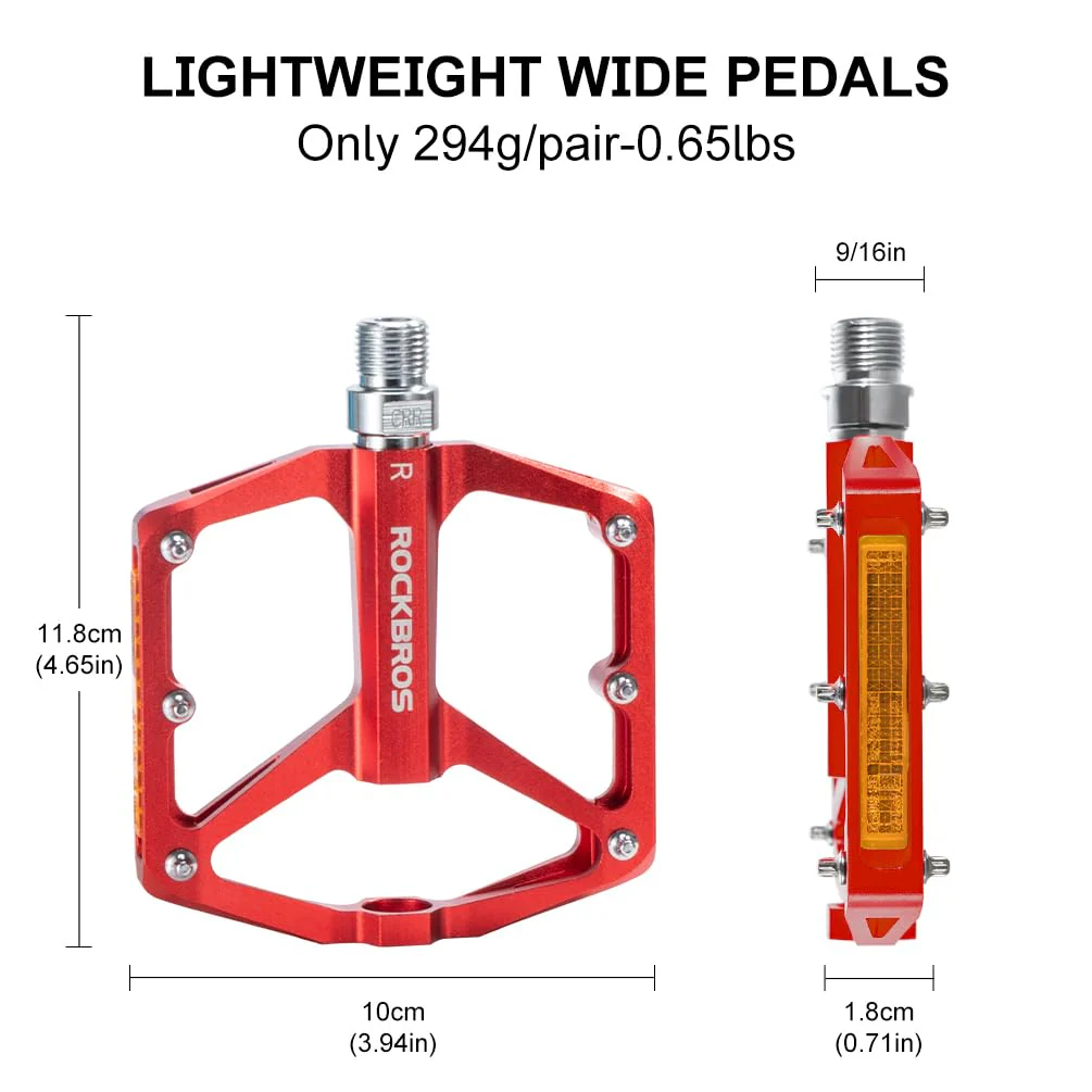 ROCKBROS MTB Reflective Aluminum Pedals 9/16" Sealed Bearing Lightweight - Image 18