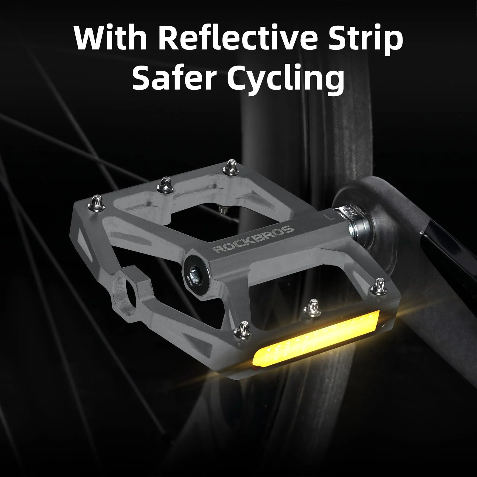 ROCKBROS MTB Reflective Aluminum Pedals 9/16" Sealed Bearing Lightweight - Image 24