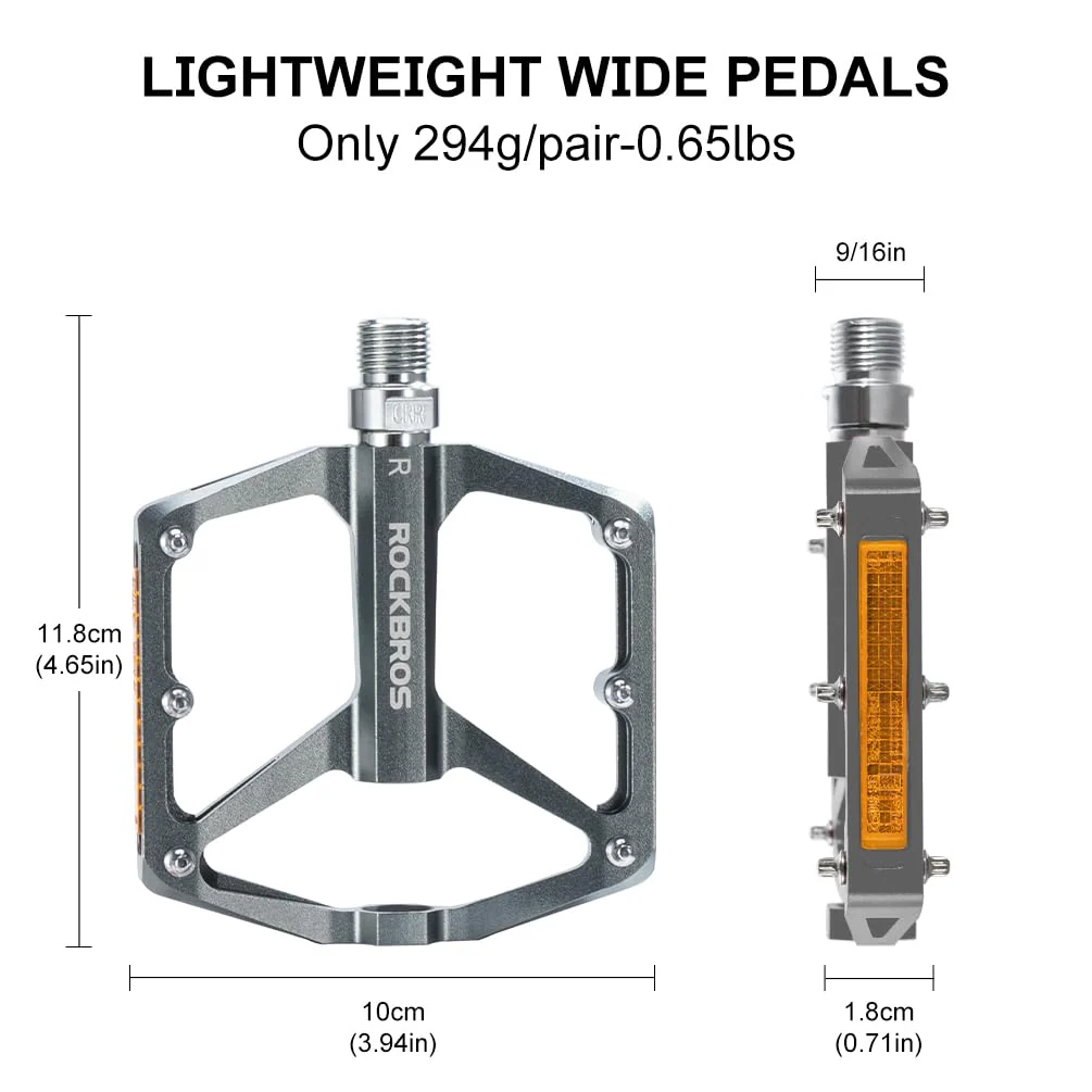 ROCKBROS MTB Reflective Aluminum Pedals 9/16" Sealed Bearing Lightweight - Image 25