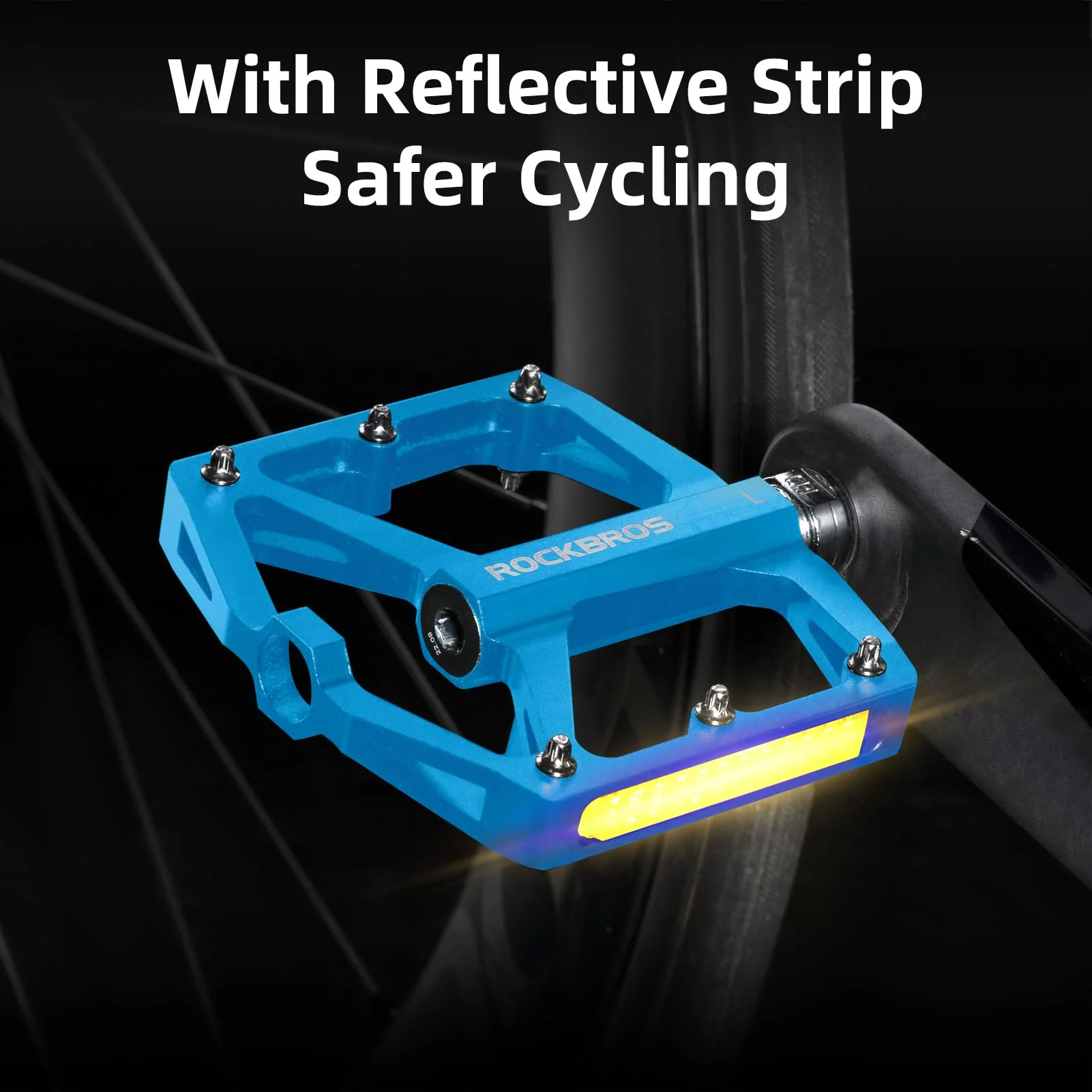 ROCKBROS MTB Reflective Aluminum Pedals 9/16" Sealed Bearing Lightweight - Image 9