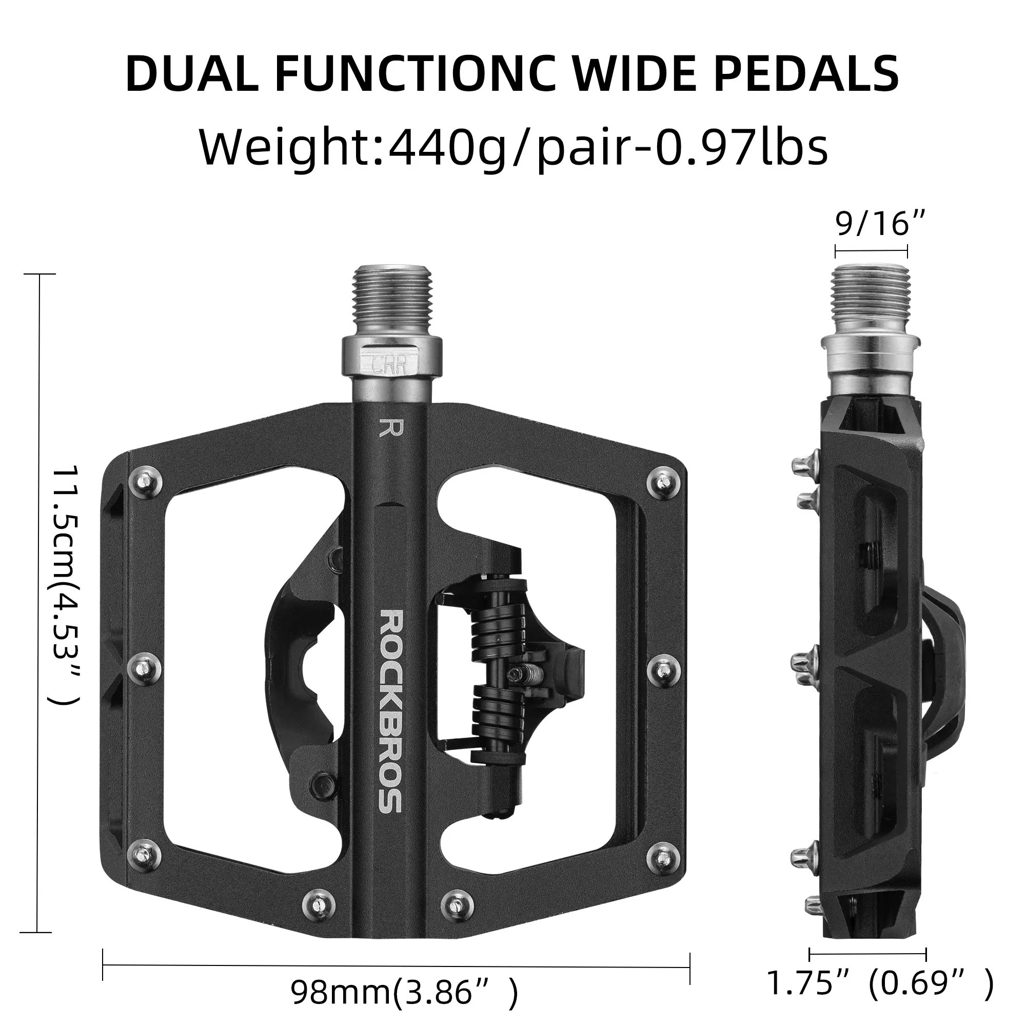 ROCKBROS MTB Aluminum Bike Pedals Compatible with SPD - Image 4