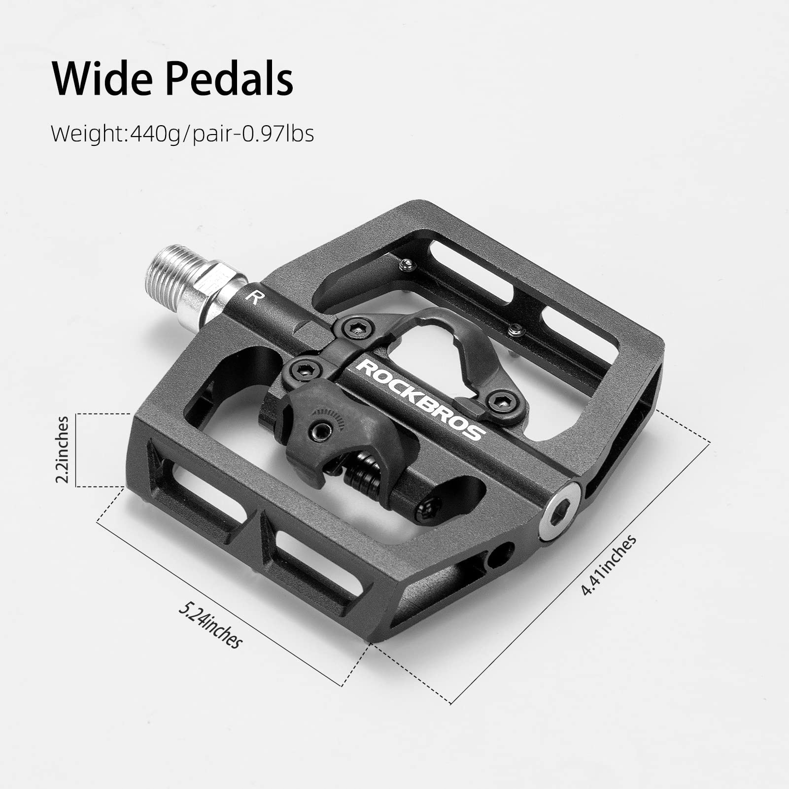 ROCKBROS MTB Aluminum Bike Pedals Compatible with SPD - Image 7