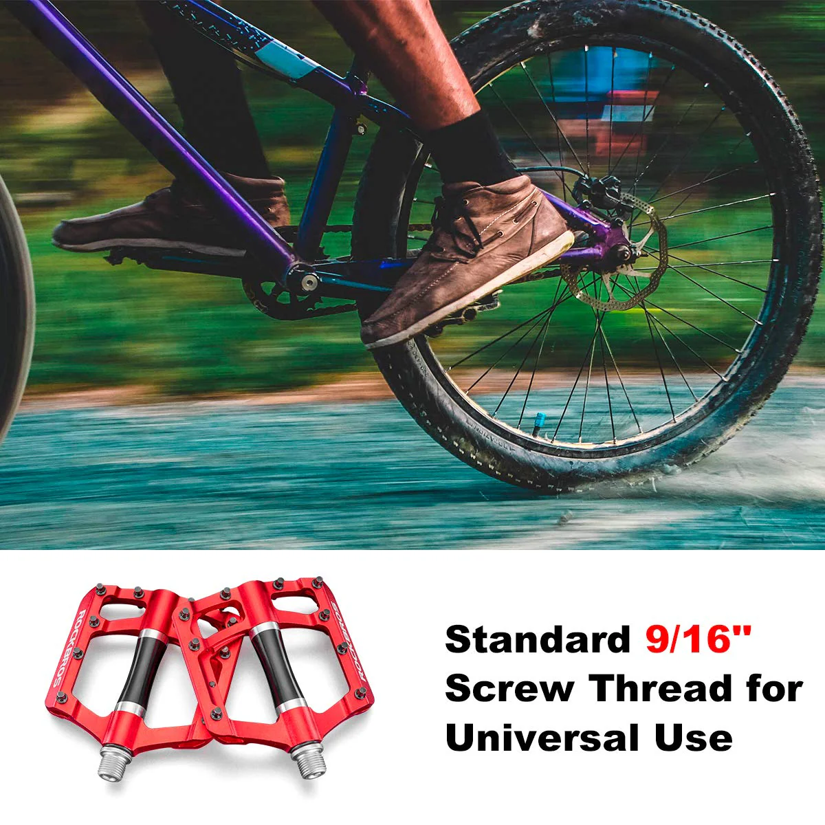 ROCKBROS MTB Pedals Platform Bike Pedal Aluminum 9/16" Bicycle Pedal Non-Slip Lightweight Flat Pedals for BMX Road Mountain Bikes - Image 28