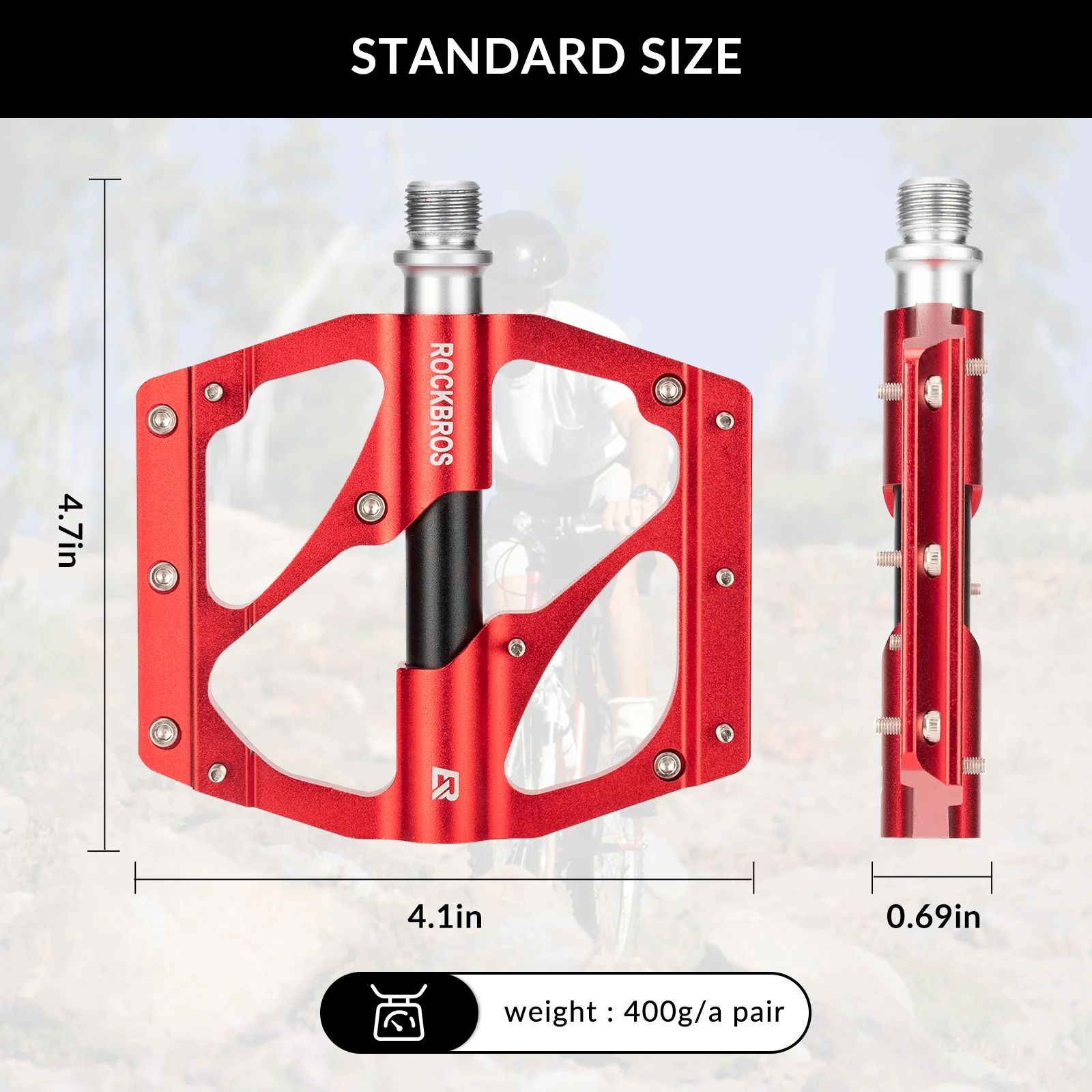 ROCKBROS MTB Pedals Platform Bike Pedal Aluminum 9/16" Bicycle Pedal Non-Slip Lightweight Flat Pedals for BMX Road Mountain Bikes - Image 5