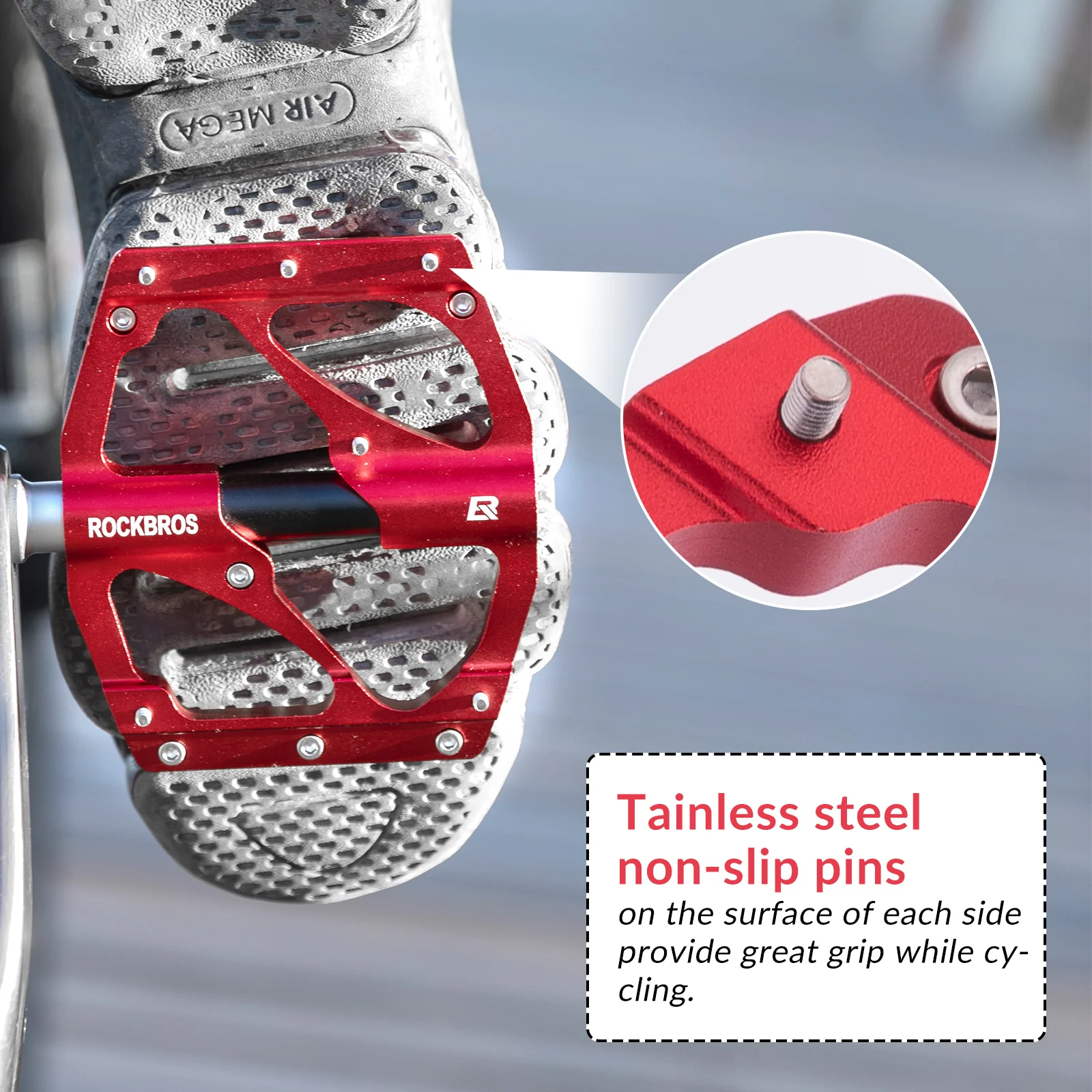 ROCKBROS MTB Pedals Platform Bike Pedal Aluminum 9/16" Bicycle Pedal Non-Slip Lightweight Flat Pedals for BMX Road Mountain Bikes - Image 6