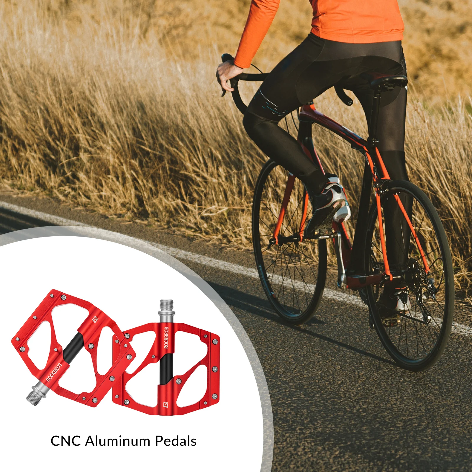 ROCKBROS MTB Pedals Platform Bike Pedal Aluminum 9/16" Bicycle Pedal Non-Slip Lightweight Flat Pedals for BMX Road Mountain Bikes - Image 7