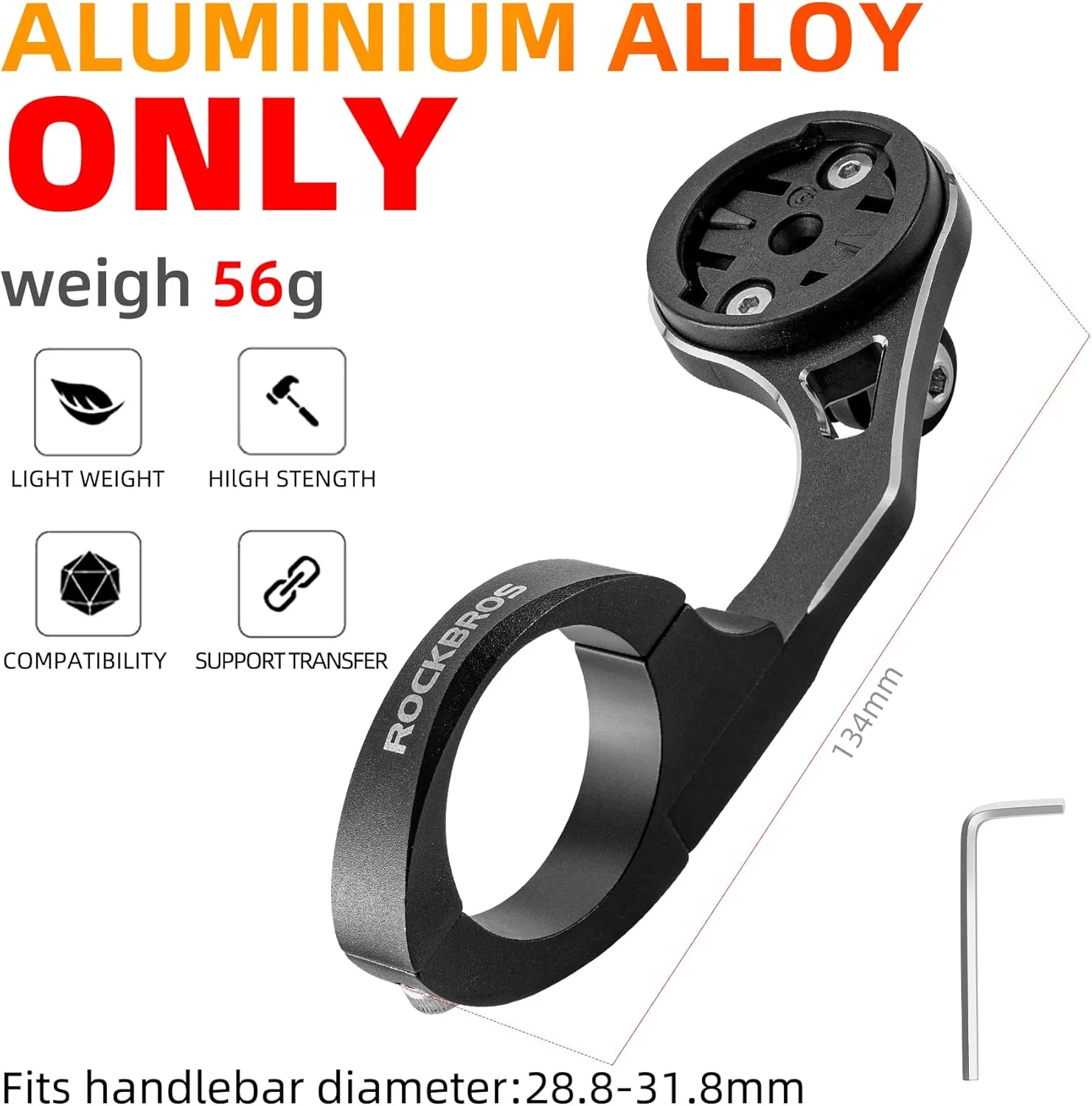 ROCKBROS Out Front Bike Mount Cycling Computer Mount Bike Handlebar 1.25''/ 31.8mm - Image 19