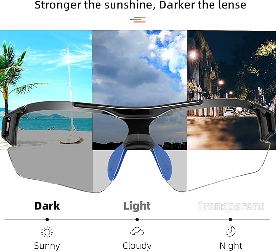 ROCKBROS Photochromic Cycling Sunglasses UV Protection Adaptive Lens - Image 4