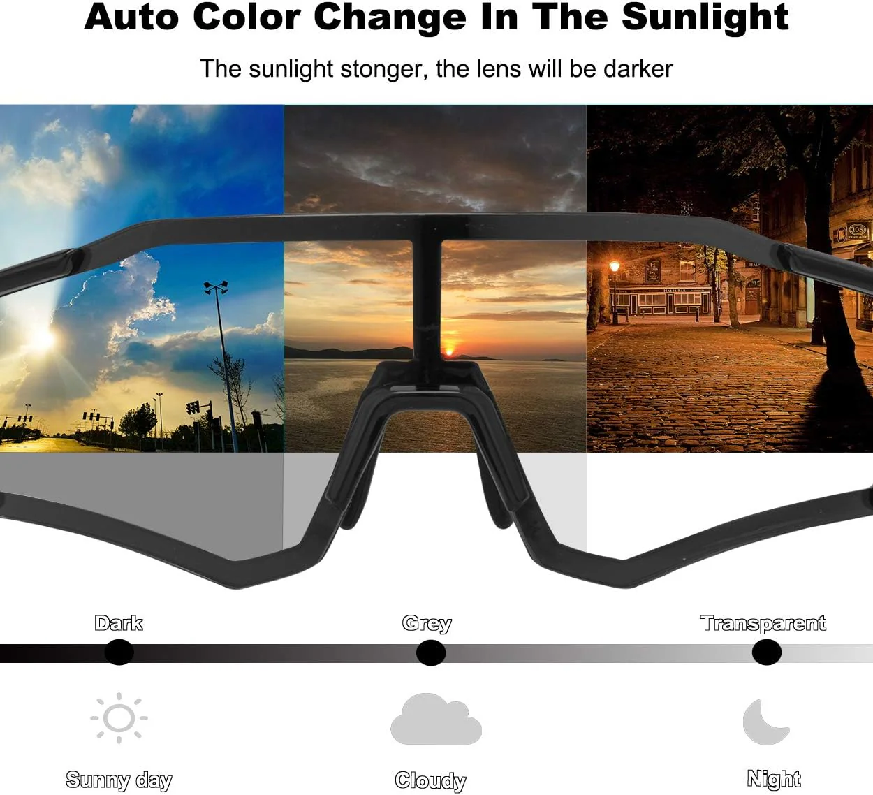 ROCKBROS Photochromic Cycling Sunglasses UV Protection Windproof Lightweight - Image 11