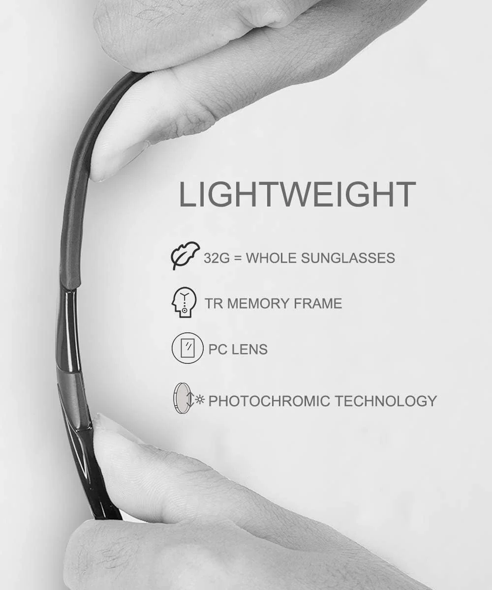 ROCKBROS Photochromic Cycling Sunglasses UV Protection Windproof Lightweight - Image 13