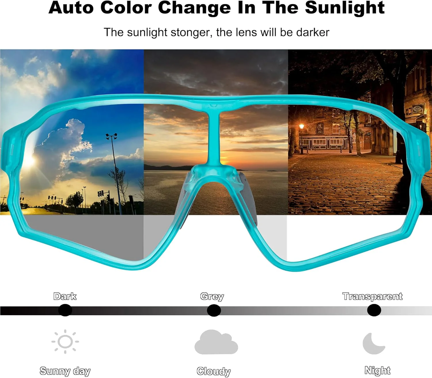 ROCKBROS Photochromic Cycling Sunglasses UV Protection Windproof Lightweight - Image 22