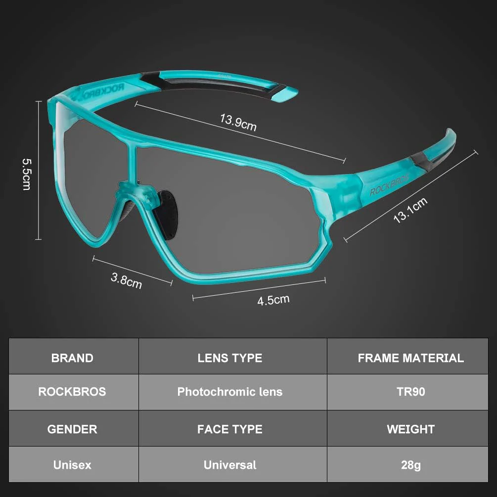 ROCKBROS Photochromic Cycling Sunglasses UV Protection Windproof Lightweight - Image 26