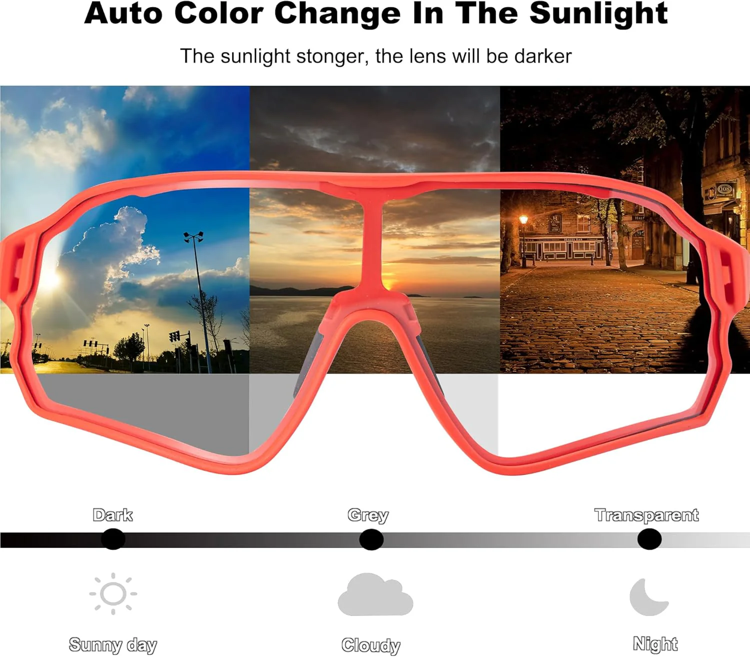 ROCKBROS Photochromic Cycling Sunglasses UV Protection Windproof Lightweight - Image 28