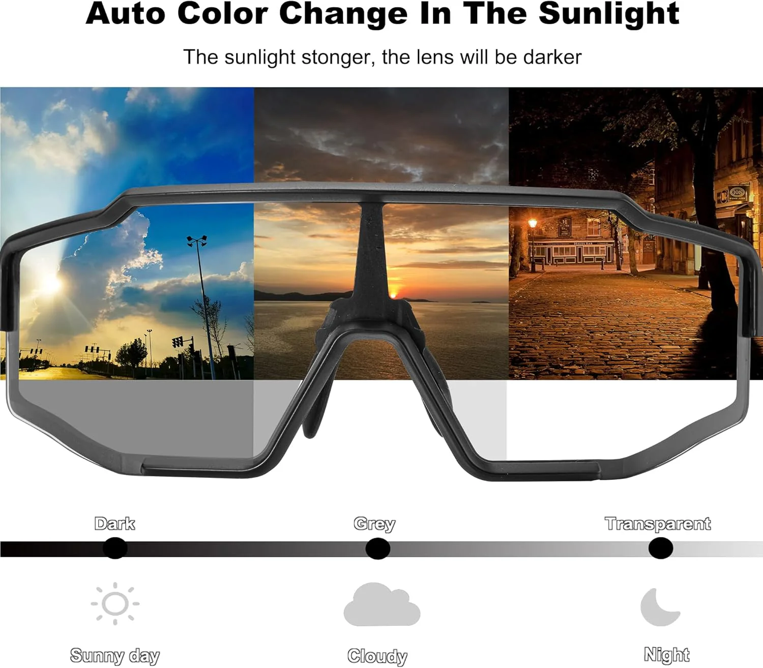 ROCKBROS Photochromic Cycling Sunglasses UV Protection Windproof Lightweight - Image 6