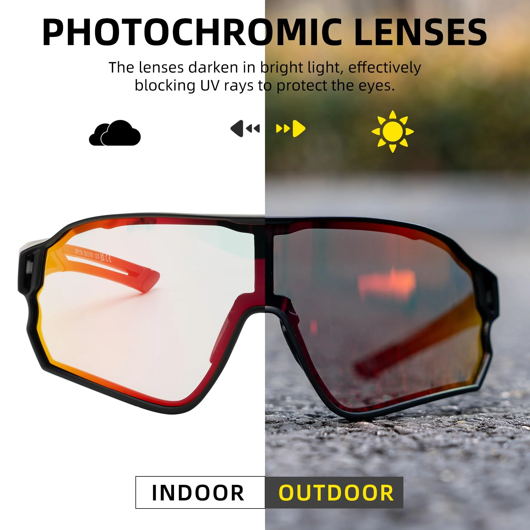 ROCKBROS Photochromic Sunglasses Thicken PC Lenses With UV400 Protection Coating - Image 11