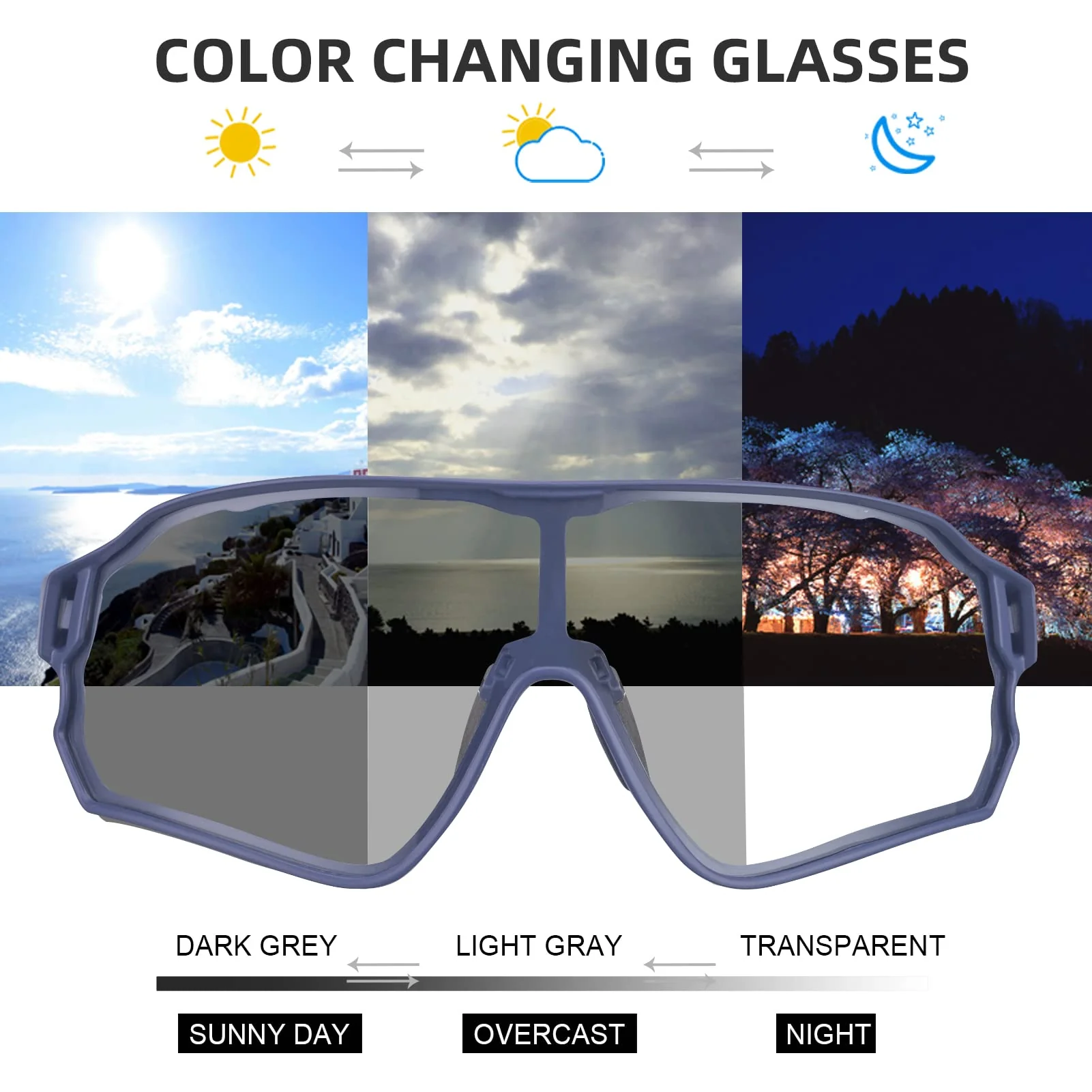ROCKBROS Photochromic Sunglasses Thicken PC Lenses With UV400 Protection Coating - Image 18