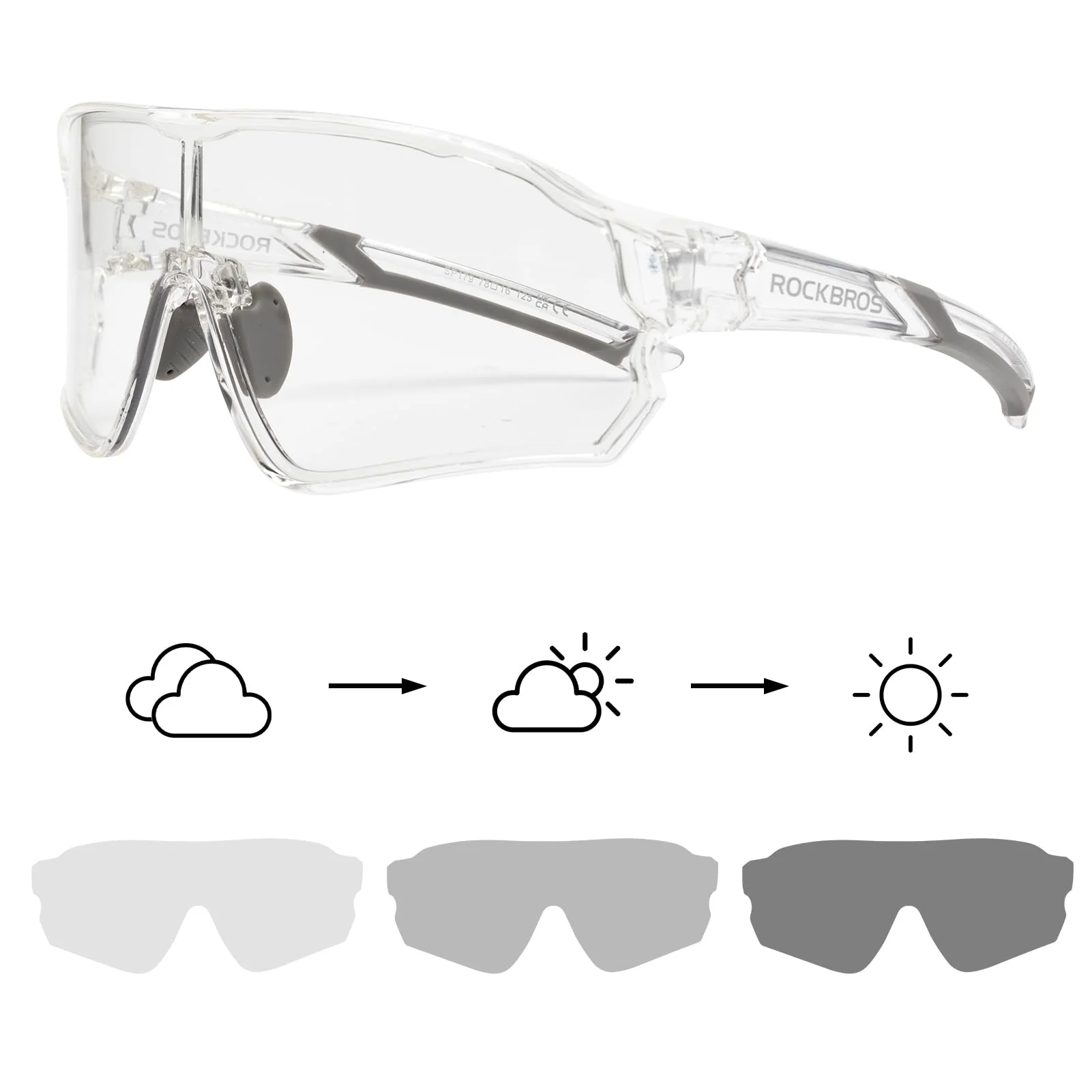 ROCKBROS Photochromic Sunglasses Thicken PC Lenses With UV400 Protection Coating - Image 34