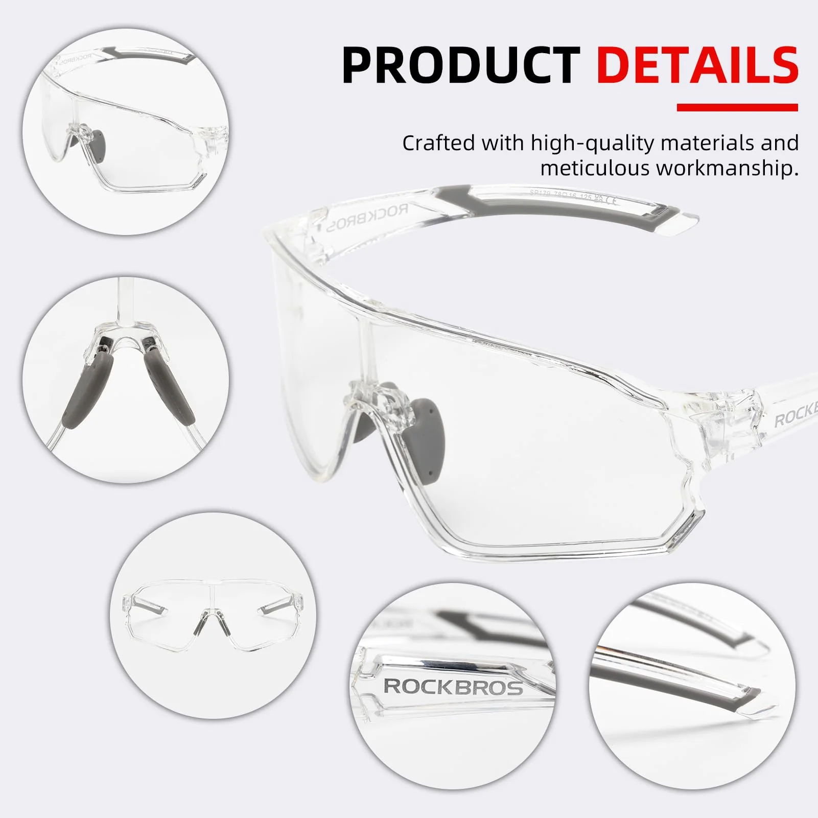 ROCKBROS Photochromic Sunglasses Thicken PC Lenses With UV400 Protection Coating - Image 35