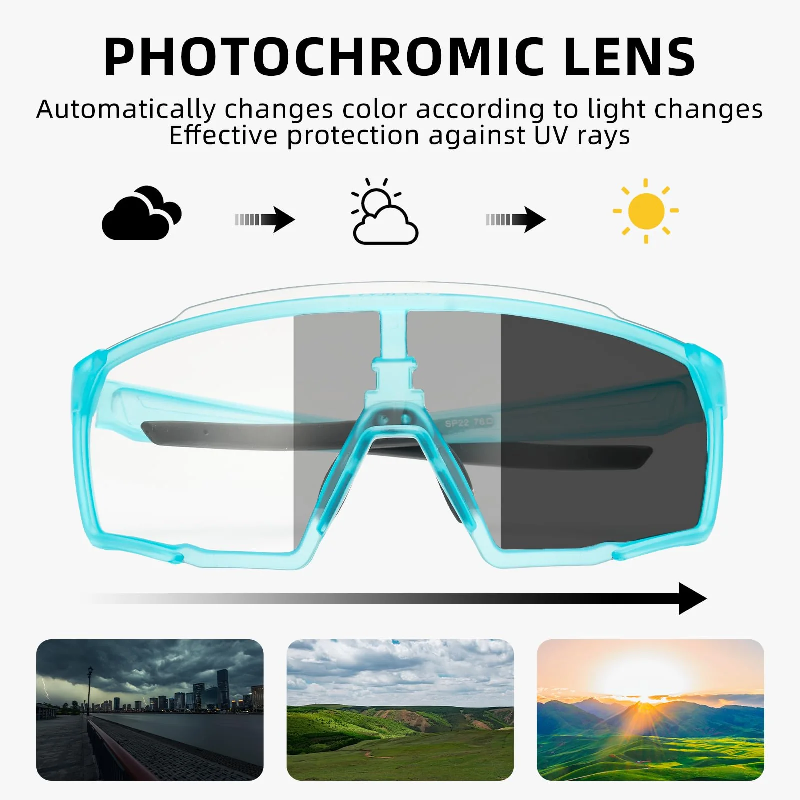 ROCKBROS Photochromic Sport Cycling Sunglasses for Men Women Lightweight UV Protection - Image 10