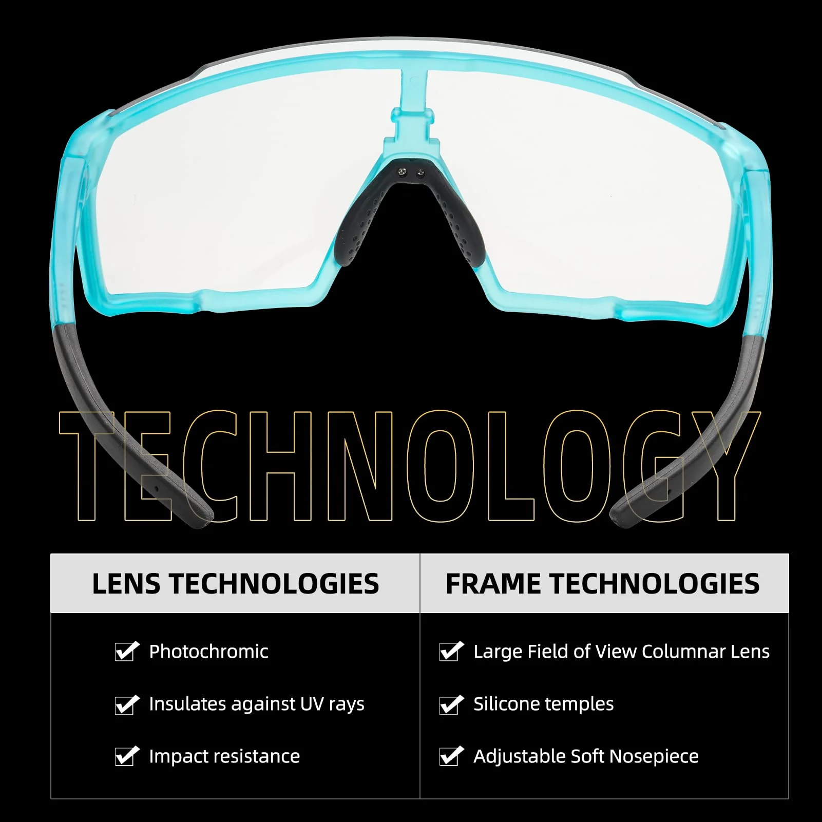 ROCKBROS Photochromic Sport Cycling Sunglasses for Men Women Lightweight UV Protection - Image 11