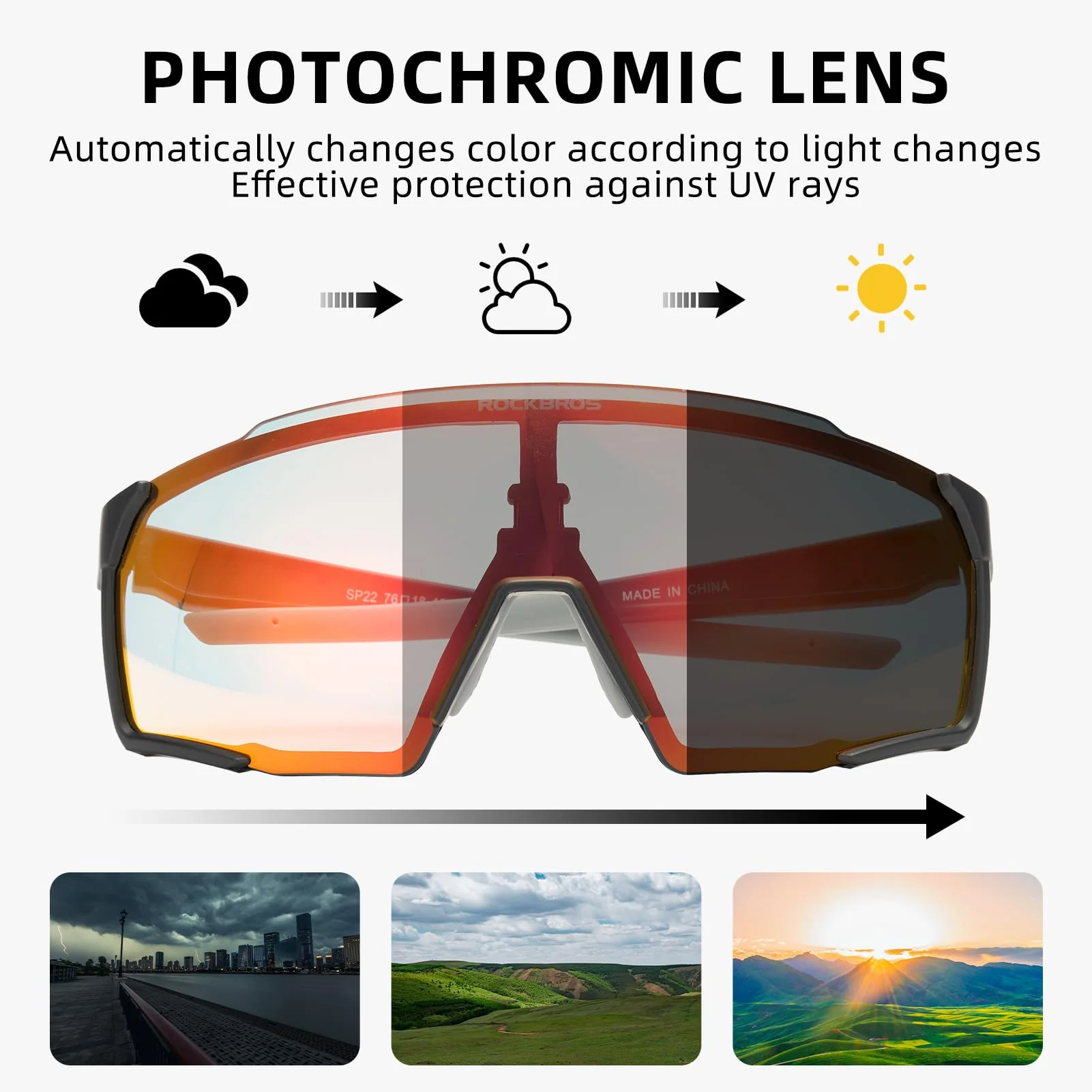 ROCKBROS Photochromic Sport Cycling Sunglasses for Men Women Lightweight UV Protection - Image 18