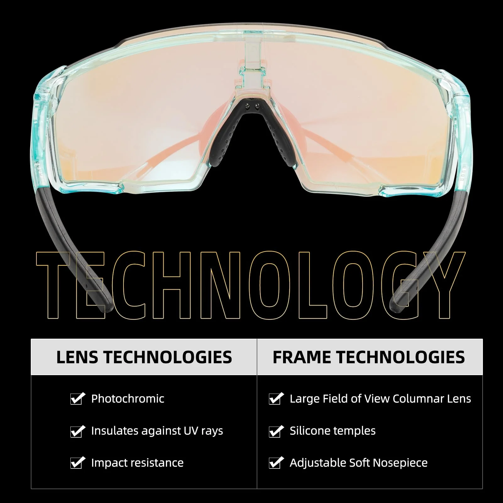 ROCKBROS Photochromic Sport Cycling Sunglasses for Men Women Lightweight UV Protection - Image 4