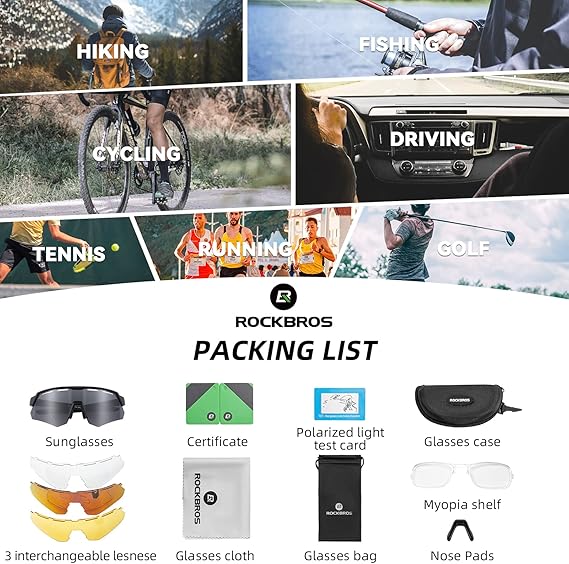 ROCKBROS Polarized Cycling Glasses with 4 Interchangeable Lenses - Image 9