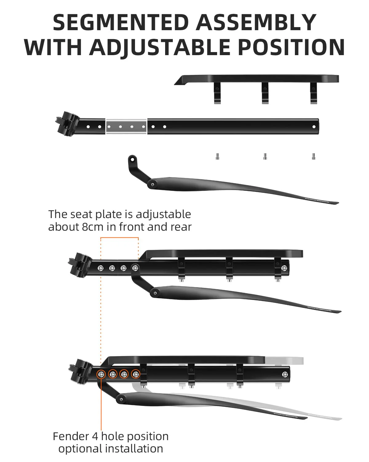 ROCKBROS Quick Release Rear Bike Cargo Rack, Adjustable for 26”-29” Mountain Bikes - Image 3