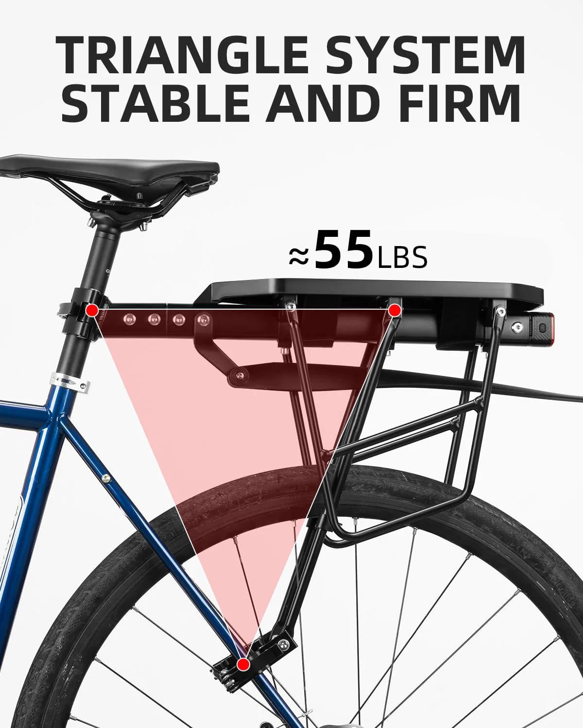 ROCKBROS Quick Release Rear Bike Cargo Rack, Adjustable for 26”-29” Mountain Bikes - Image 4