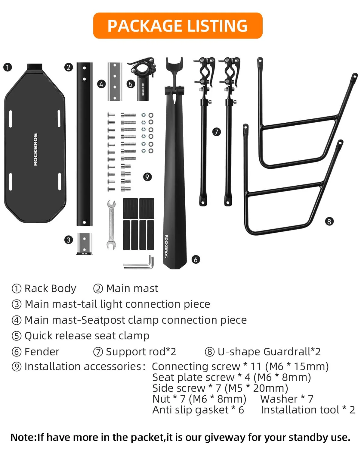 ROCKBROS Quick Release Rear Bike Cargo Rack, Adjustable for 26”-29” Mountain Bikes - Image 6