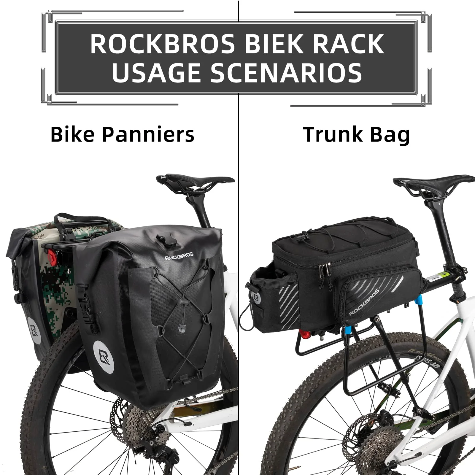 ROCKBROS Quick Release Rear Bike Rack, Aluminum Alloy Cargo Rack for Mountain Bikes - Image 4