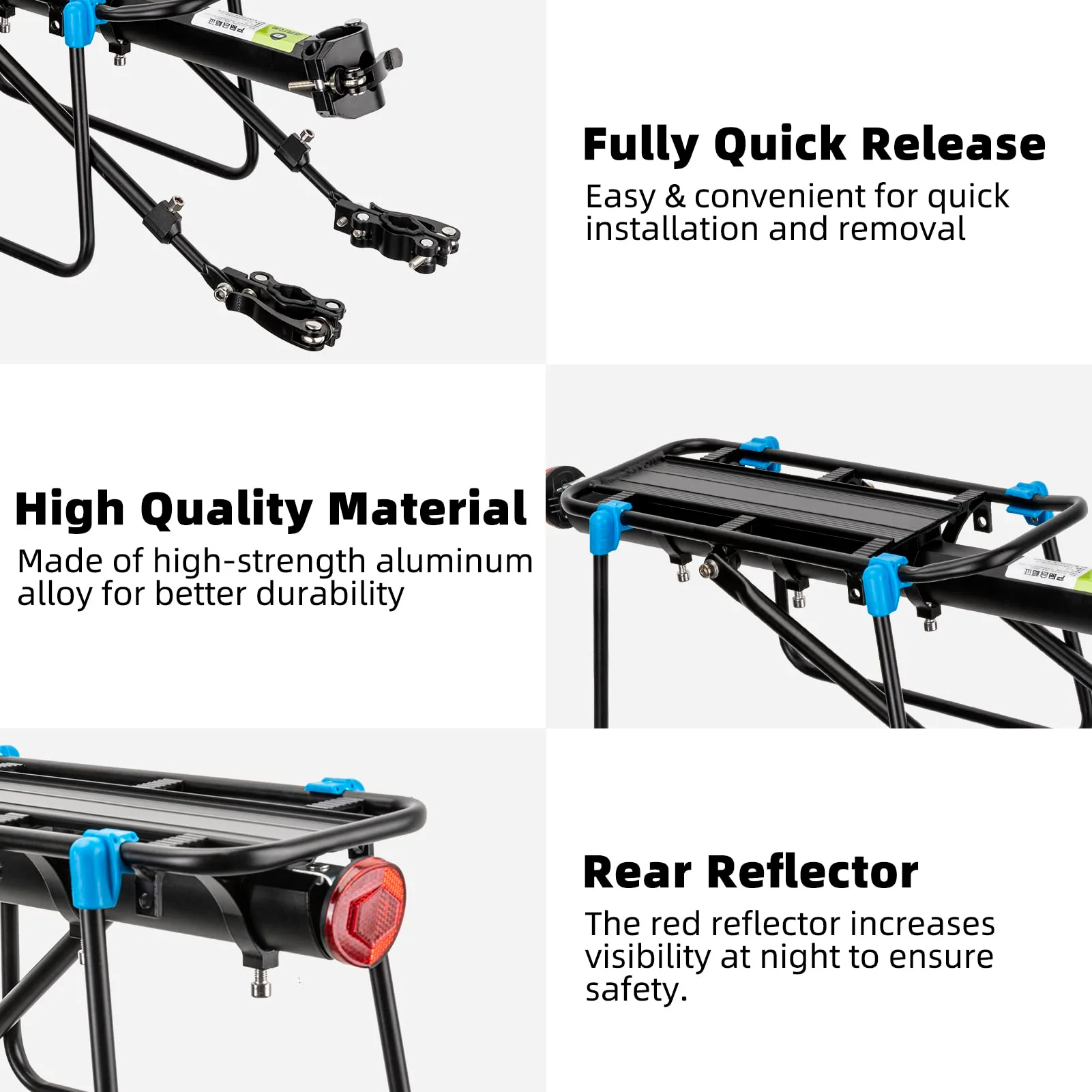 ROCKBROS Quick Release Rear Bike Rack, Aluminum Alloy Cargo Rack for Mountain Bikes - Image 5