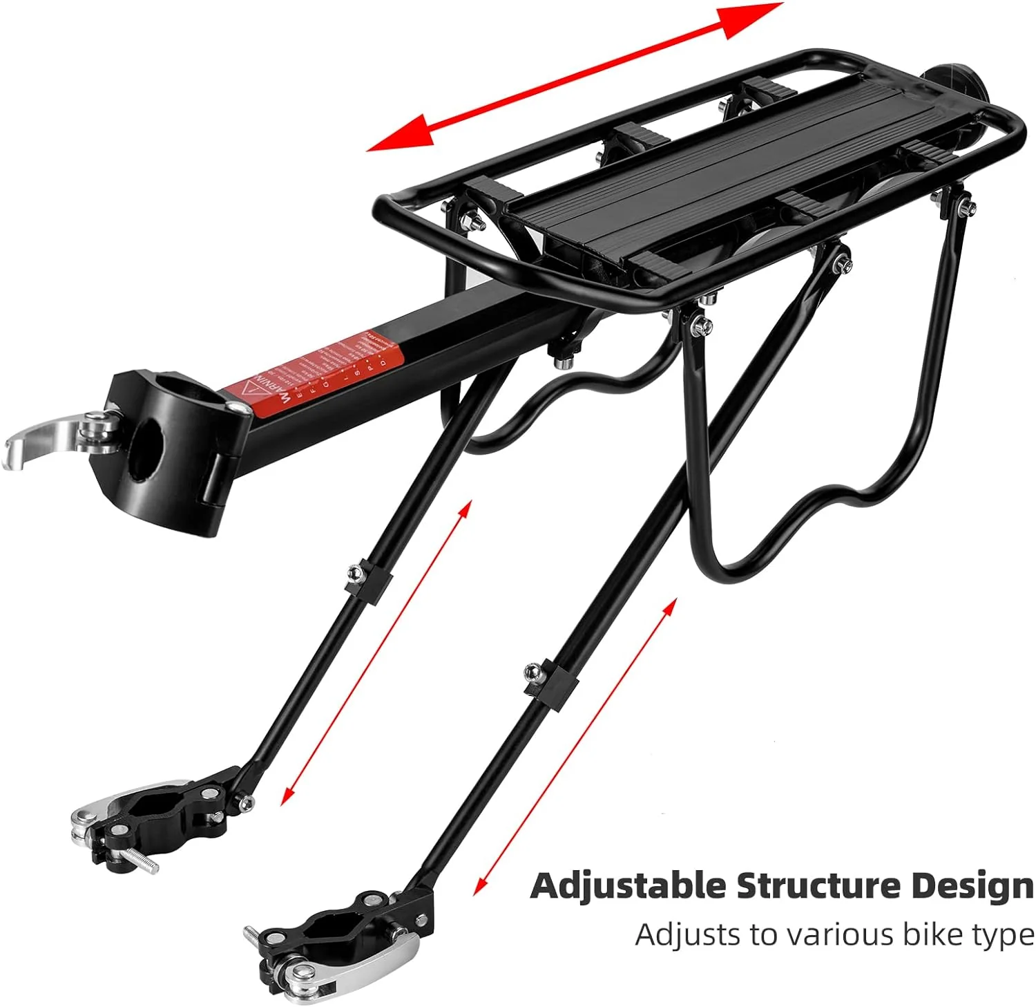 ROCKBROS Rear Bike Bicycle Cargo Rack Aluminum Alloy 115 lbs Capacity Black - Image 4