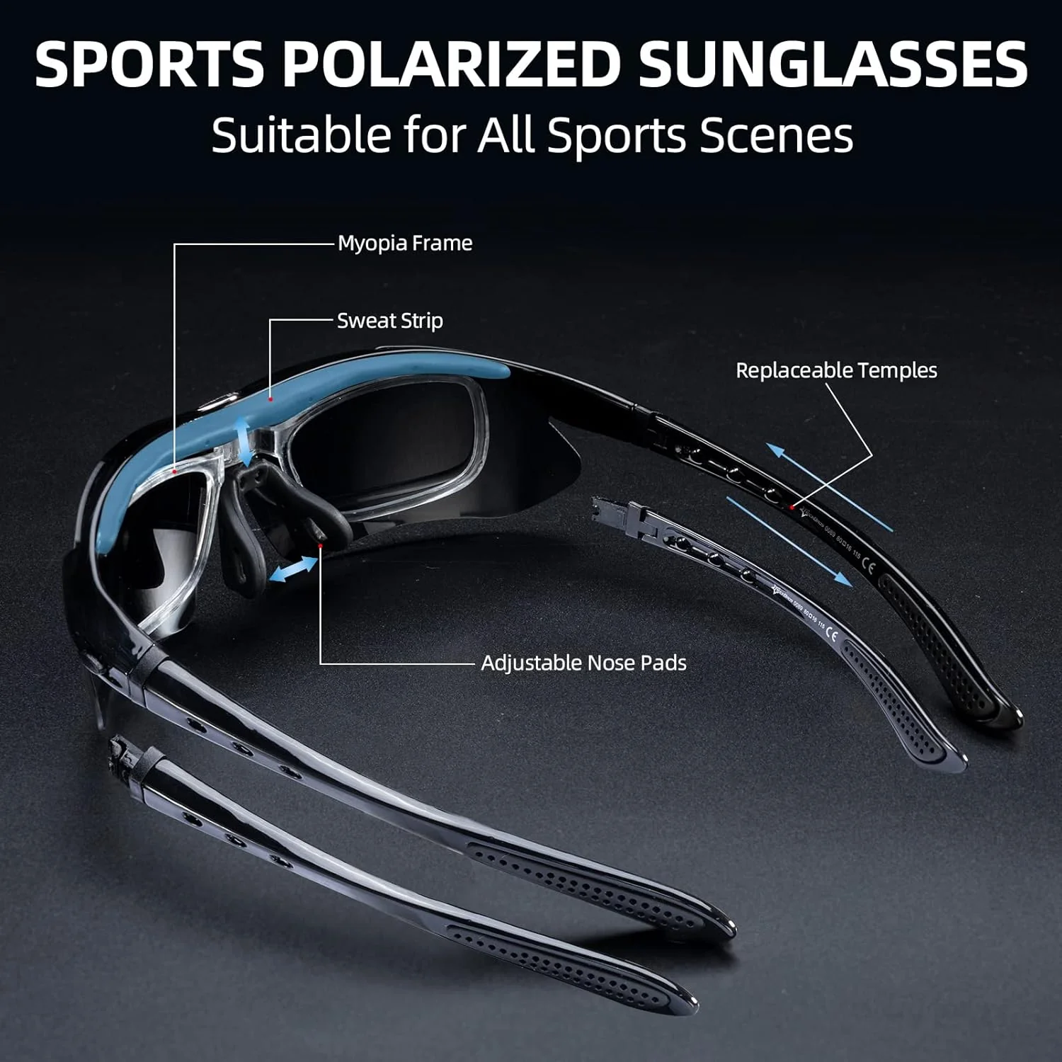 ROCKBROS-Slim Polarised Sports Sunglasses With 4 Interchangeable Lens - Image 7