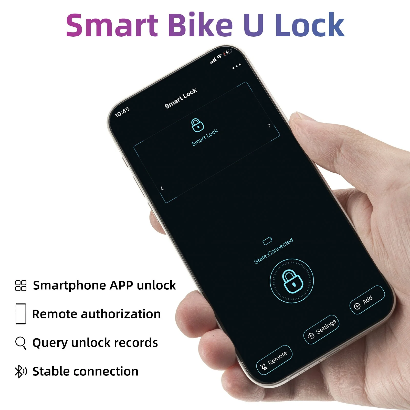 ROCKBROS Smart Bike U Lock with Fingerprint and App Control Waterproof - Image 5
